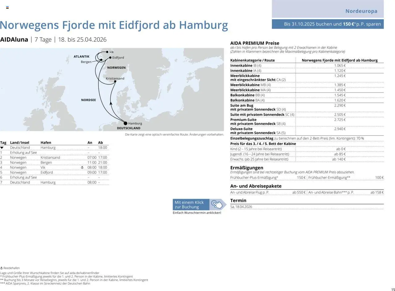 Aida Sommer 2026 – gültig ab 01.03.2026 | Seite: 15 | Produkte: Bett