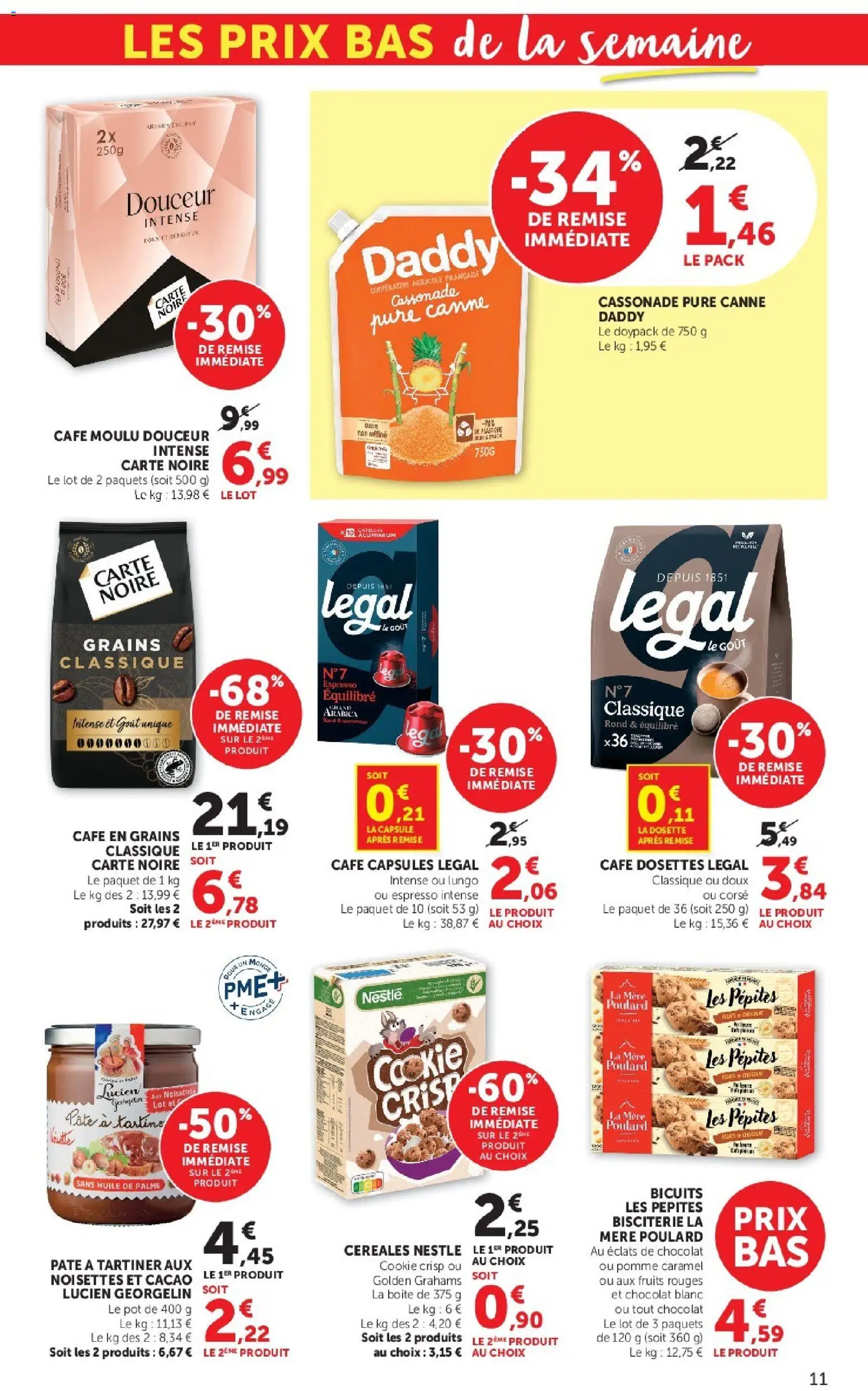 {H1} | Page: 11 | Produits: Cassonade, Noisettes, Café en grains, Café moulu
