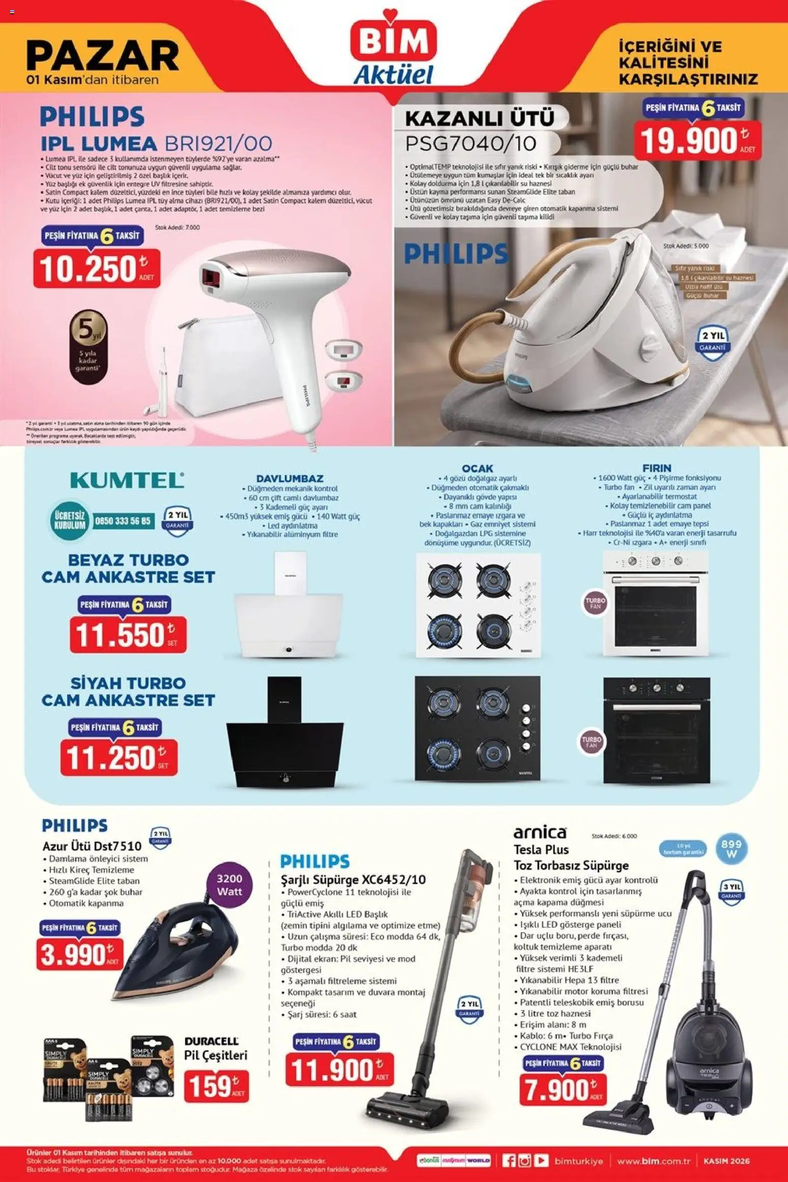 BİM - Katalog Pazar - 01 Kasım 2026 tarihinden itibaren geçerlidir | Sayfa: 2 | Ürünler: Pil, Fırça, Tepsi, Ocak