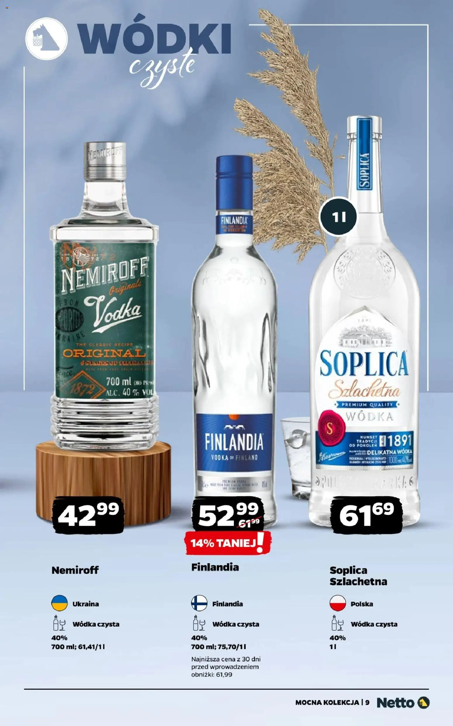Netto gazetka - Mocne alkohole od 28.09.2026 | Strona: 9 | Produkty: Wódka finlandia, Soplica, Finlandia Vodka, Vodka