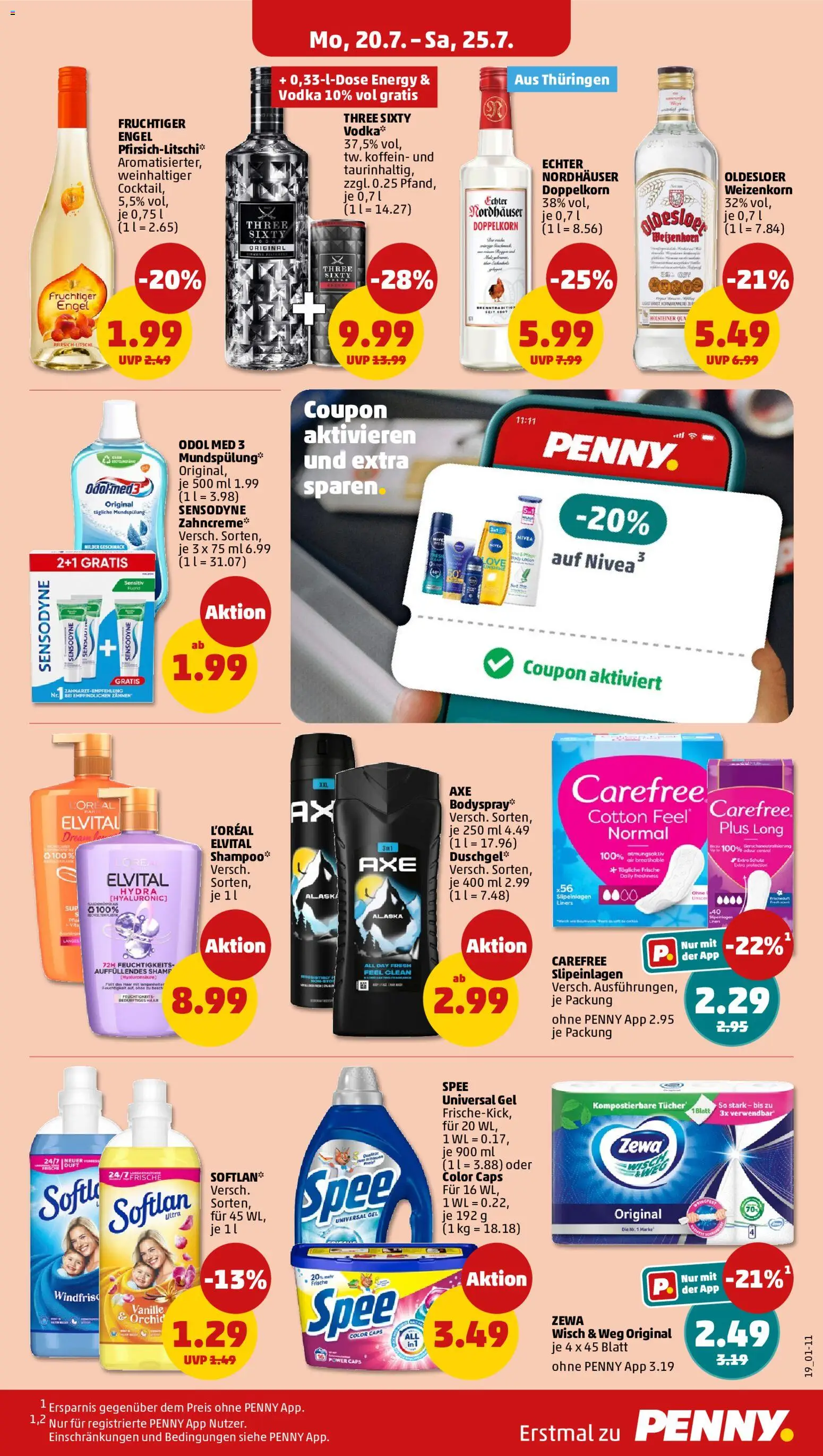 Penny Prospekt – gültig ab 20.07.2026 | Seite: 21 | Produkte: Zewa, Vanille, Body Lotion, Vodka