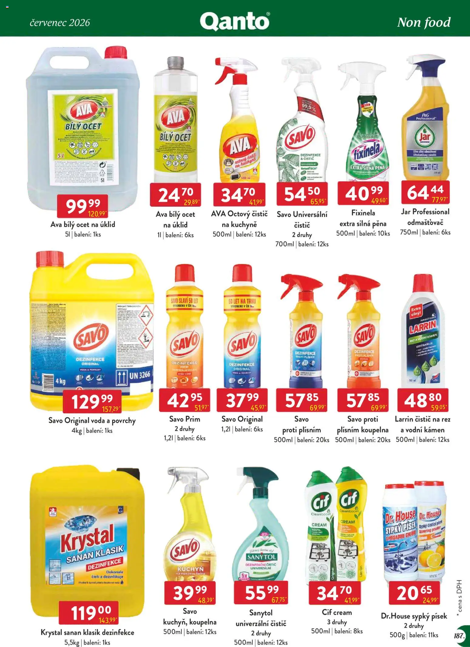 Astur & Qanto leták - Velkoobchod 07/2026 od 01.07.2026 | Strana: 187 | Produkty: Voda, Univerzální čistič, Kuchyně, Odmašťovač
