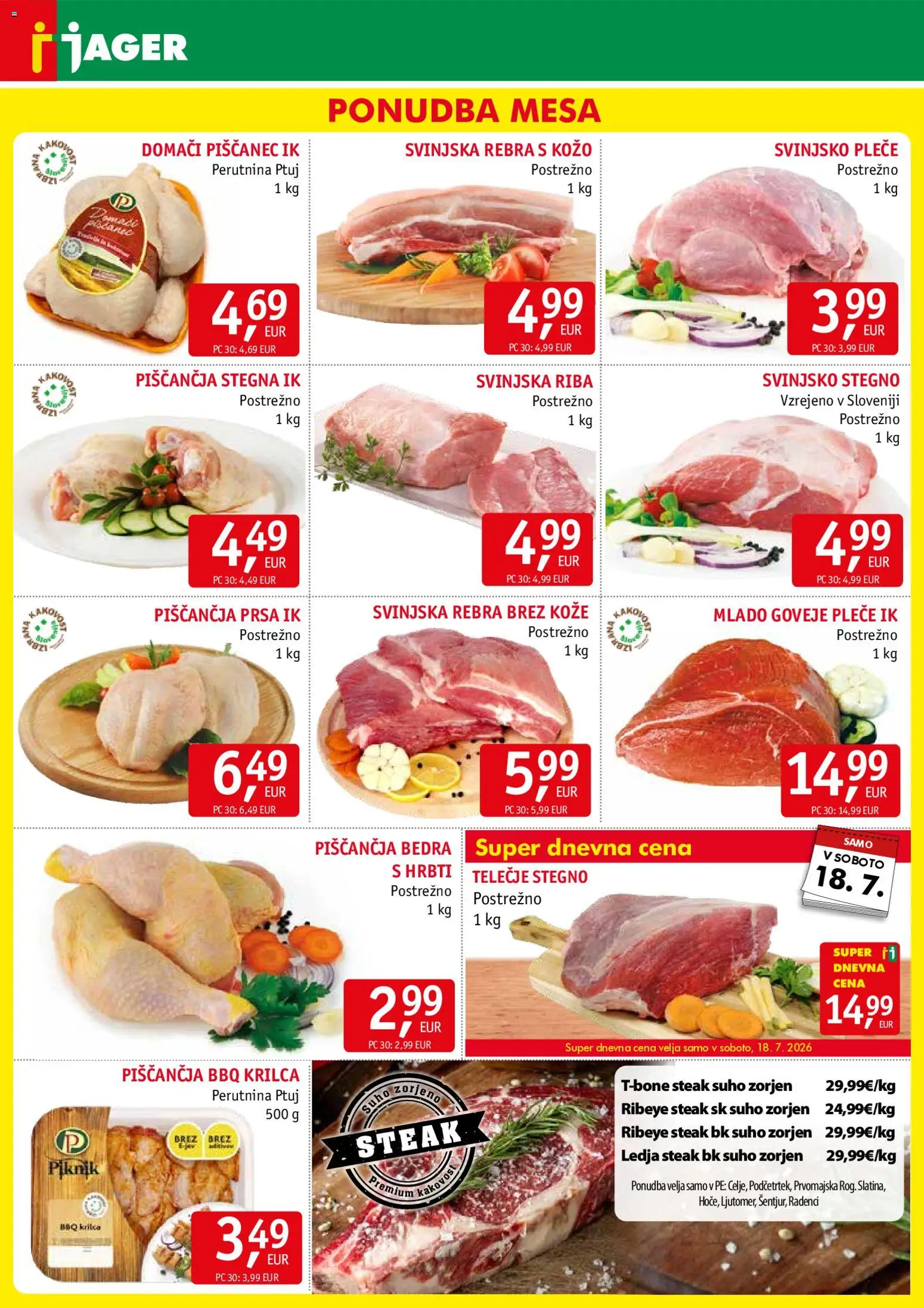 Novi Jager katalog ponudbe – veljaven od 15.07.2026 | Stran: 3 | Izdelki: Piščančja bedra, Riba