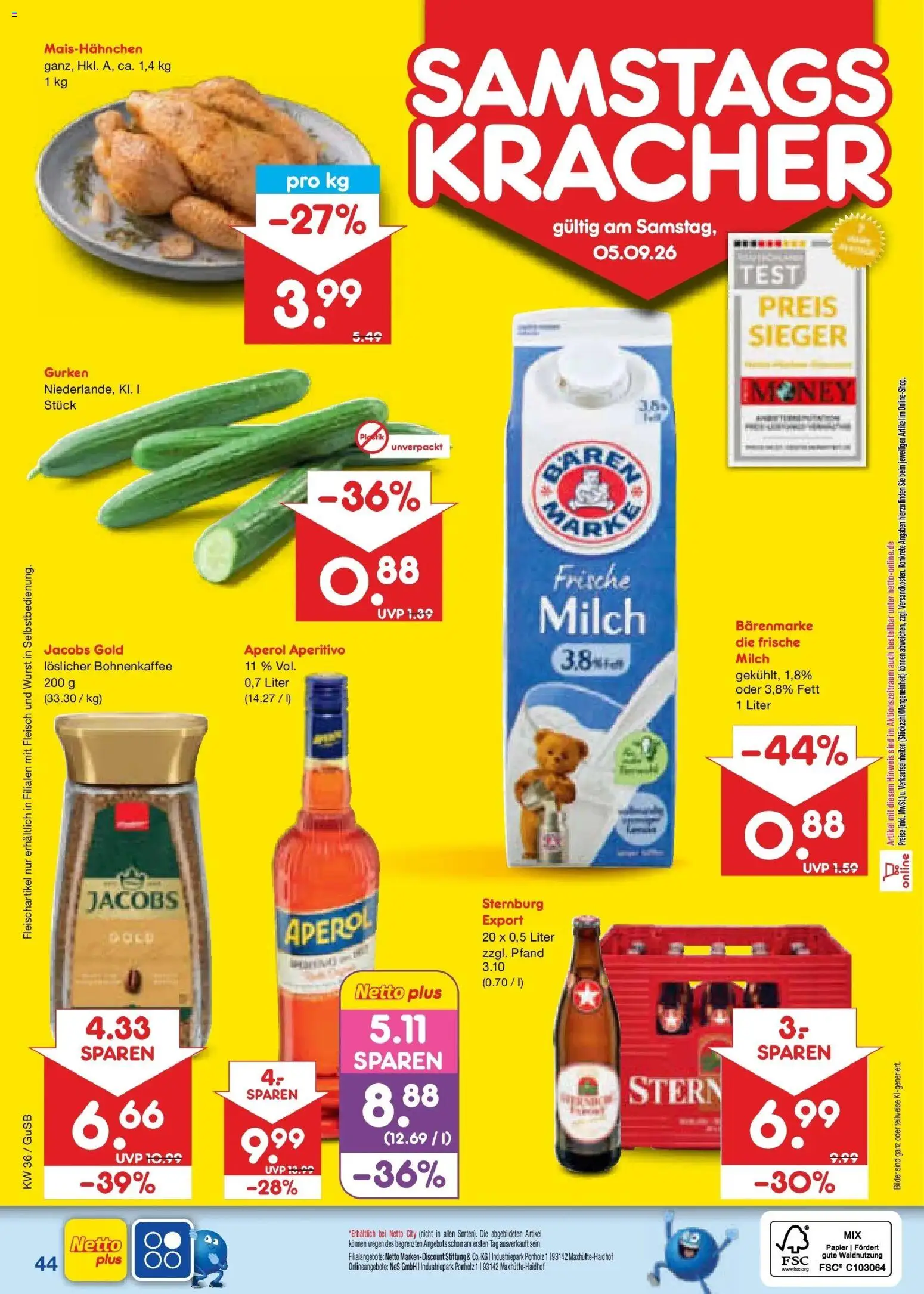 Netto Marken-Discount Prospekt Machern – gültig ab 31.08.2026 | Seite: 56 | Produkte: Milch, Bilder, Aperol, Fleisch