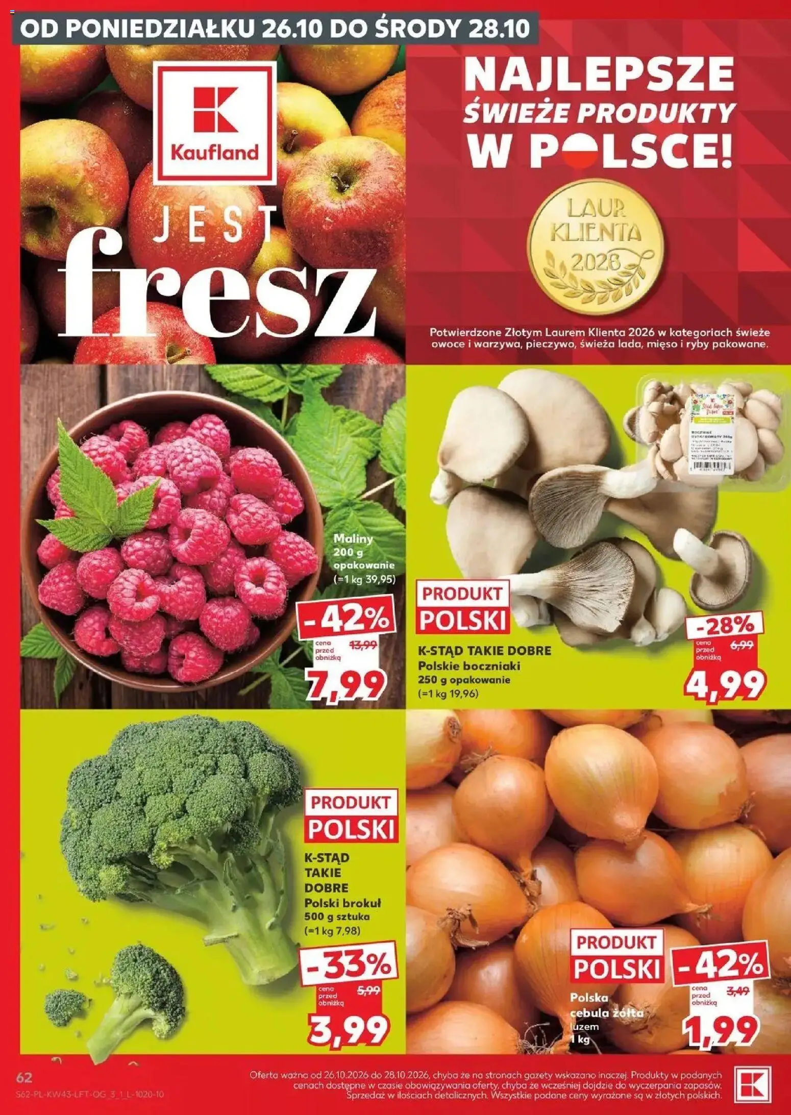 Kaufland aktualna gazetka od 22.10.2026 - od jutra PDF | Strona: 62 | Produkty: Mięso, Boczniaki, Ryby, Owoce