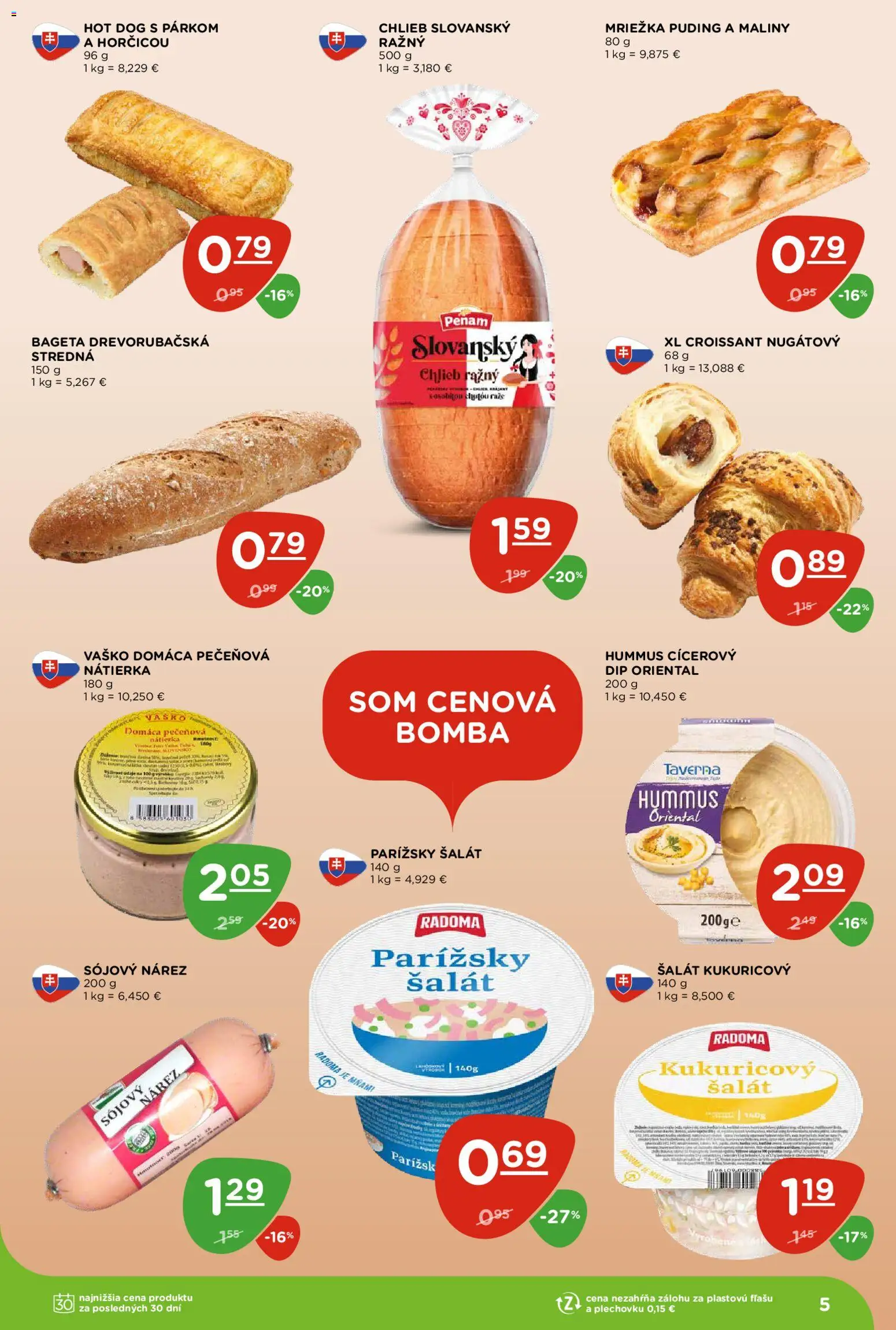 Nové Terno akcie – leták je platný od 08.10.2026 | Strana: 5 | Produkty: Chlieb, Croissant, Nátierka, Puding