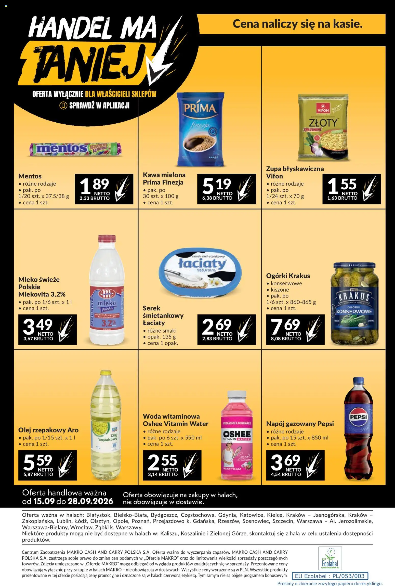 Makro gazetka od 15.09.2026 | Strona: 24 | Produkty: Vifon, Oshee, Zupa, Woda