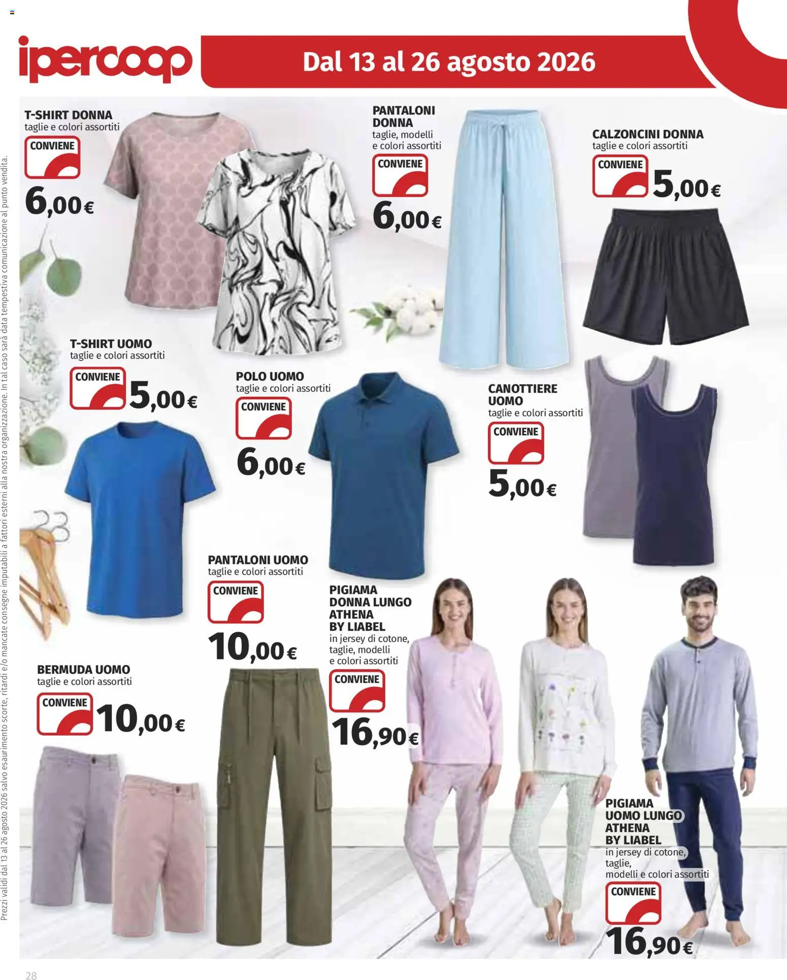 Volantino Ipercoop del 13/08/2026 | Pagina: 28 | Prodotti: Pigiama, Bermuda, Data, Polo