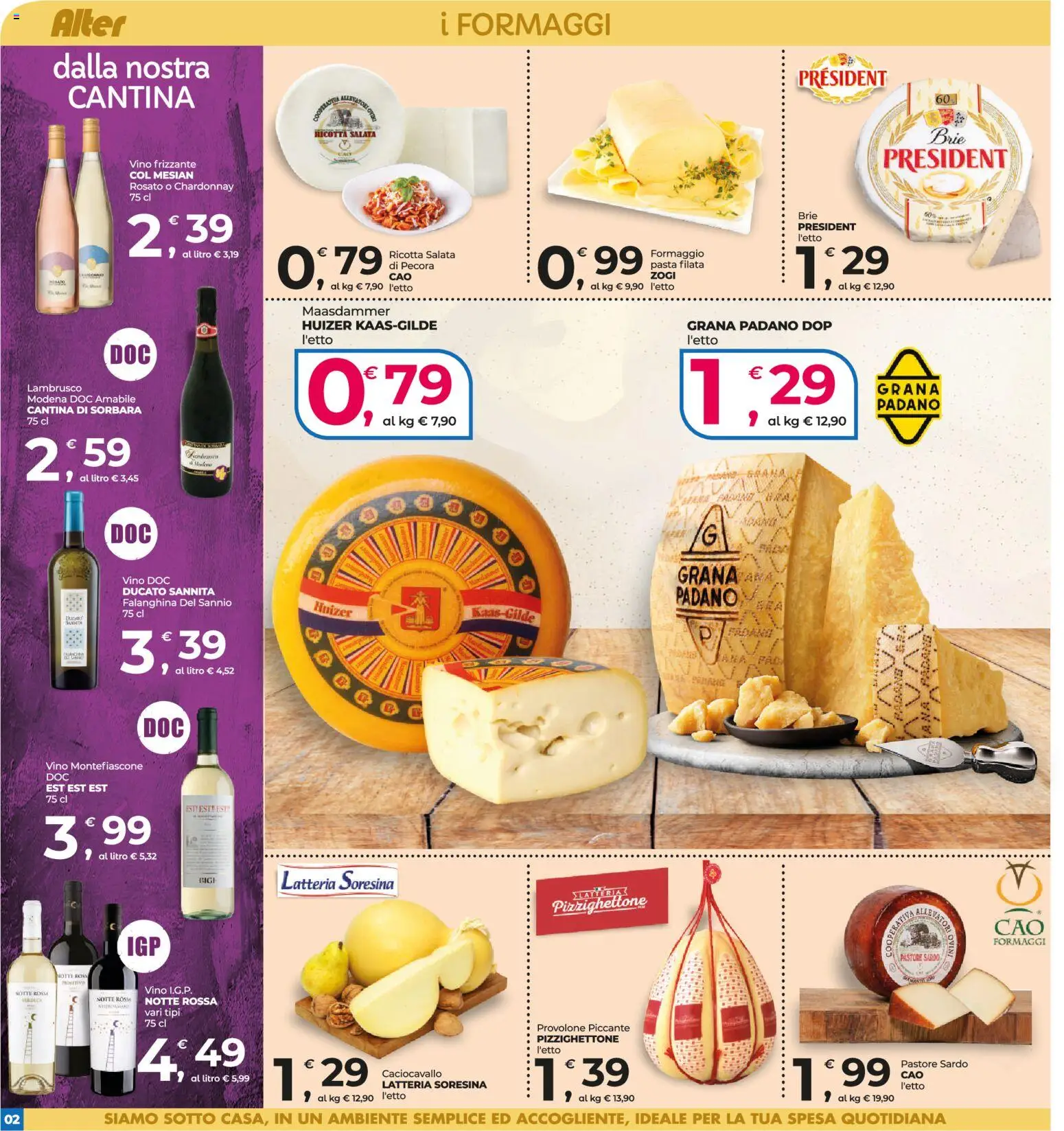 Volantino Alter Discount del 23/07/2026 | Pagina: 2 | Prodotti: Vino, Pasta, Grana Padano, Ricotta
