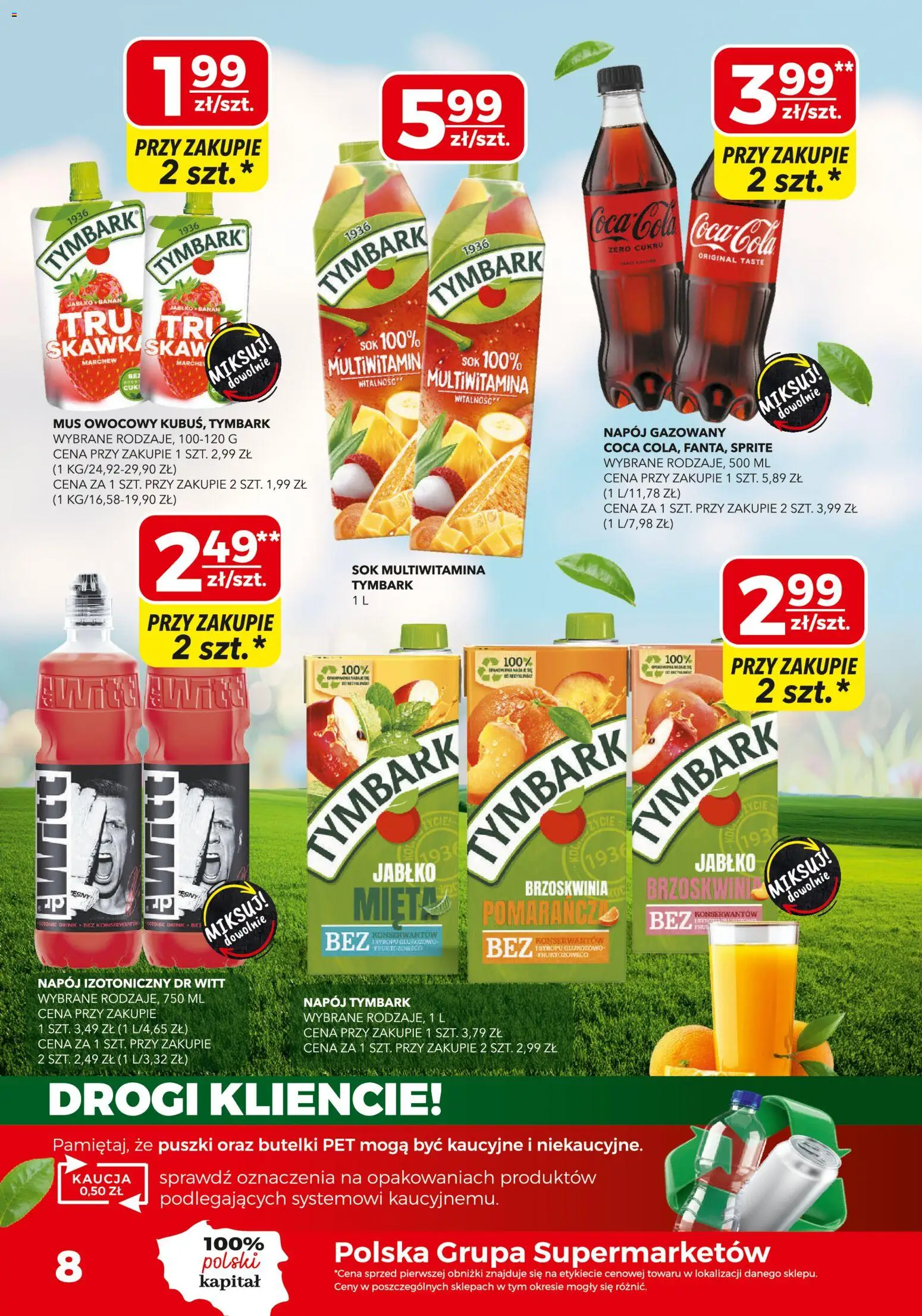 Top Market gazetka od 07.05.2026 | Strona: 8 | Produkty: Brzoskwinia, Sok multiwitamina, Sprite, Sok