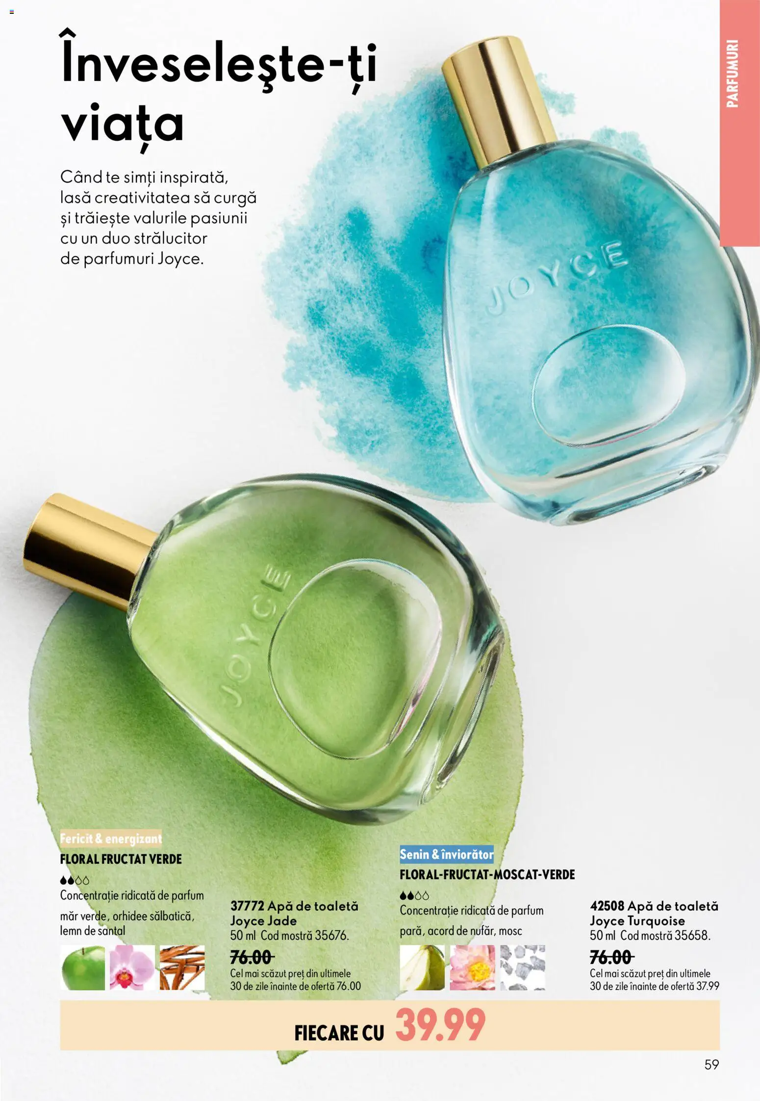 Noul catalog Oriflame – valabil de la 08.07.2026 | Pagină: 59 | Produse: Toaletă, Parfum, Apă de toaletă, Apă