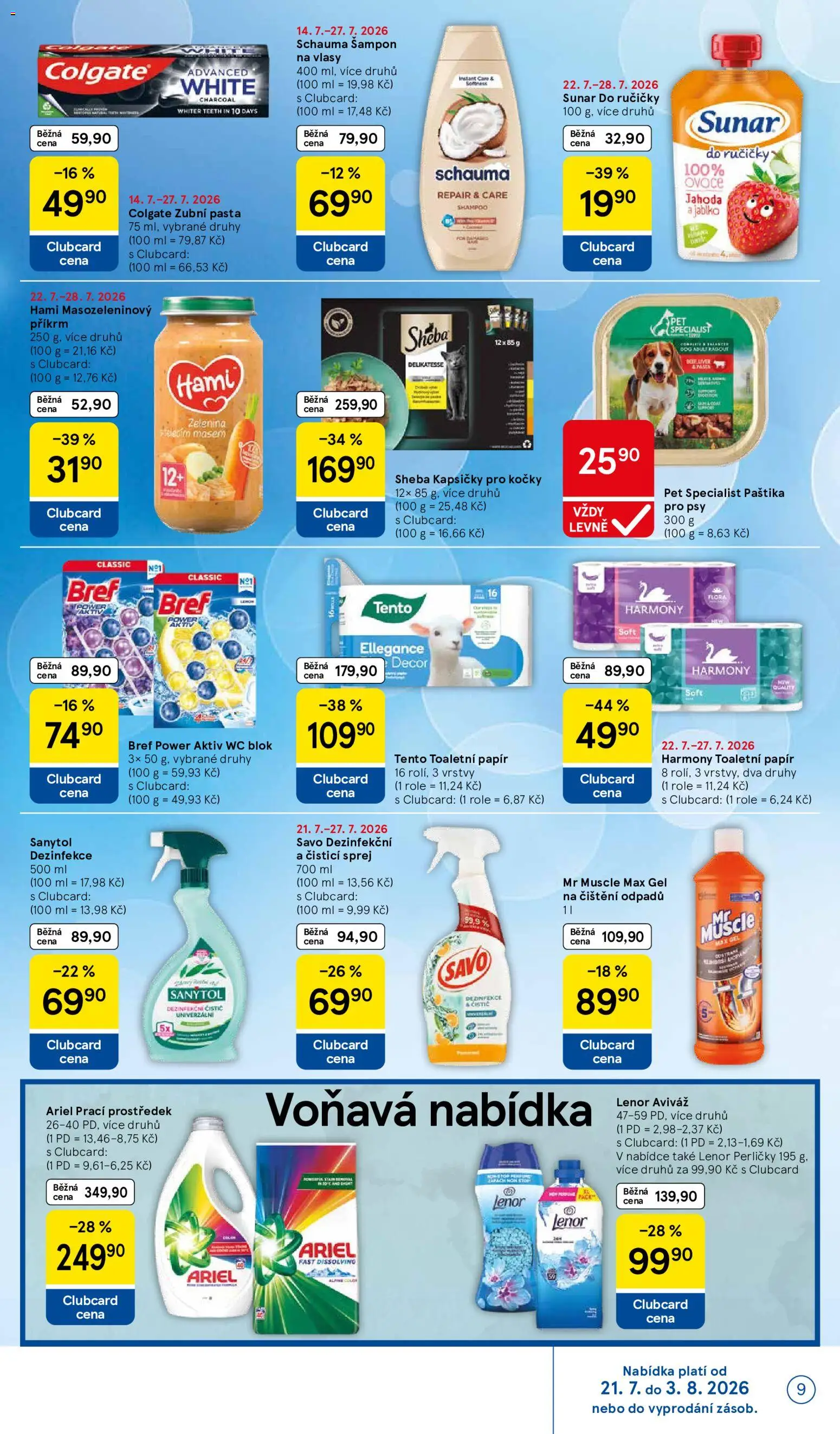 Tesco leták - Supermarket od 22.07.2026 | Strana: 9 | Produkty: Aviváž, Blok, Zelenina, Šampon