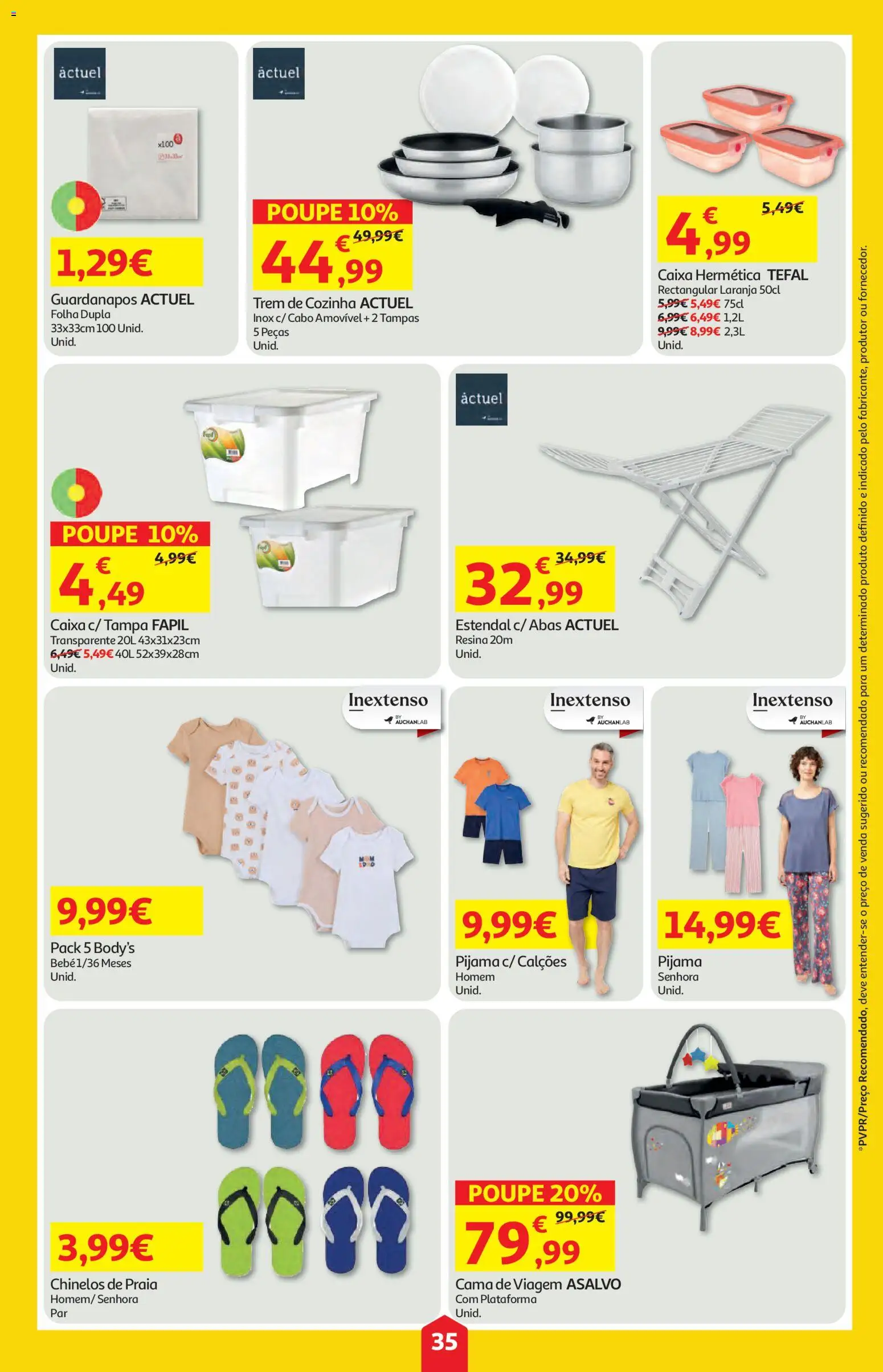 Auchan folheto │ válido de 16/07/2026 | Página: 35 | Produtos: Chinelos de praia, Cabo, Guardanapos, Cama