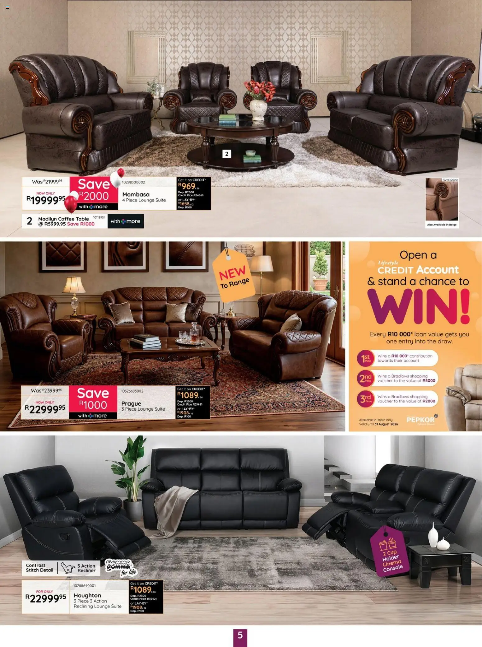 New Bradlows catalogue – valid from 16/07/2026 | Page: 5 | Products: Coffee table, Table, Lounge suite, Coffee