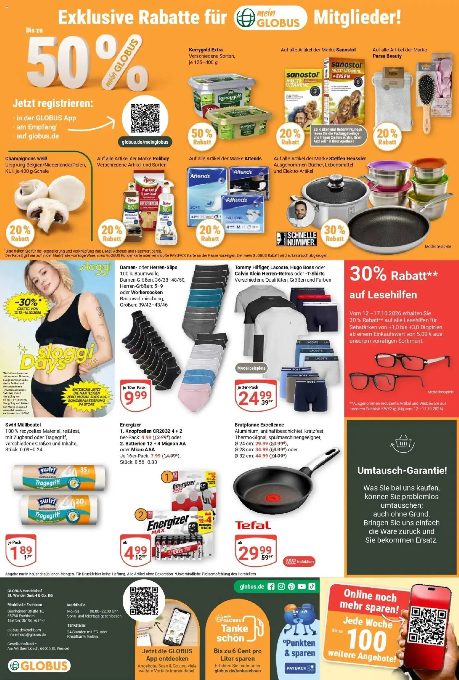 Globus Prospekt Eschborn (ab 12.10.2026) » Angebote online | Seite: 25 | Produkte: Batterien, Champignons, Hugo, Telefon