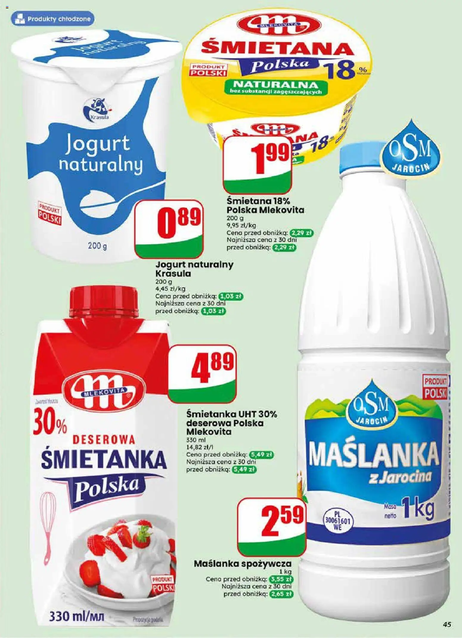 Dino gazetka od 10.06.2026 | Strona: 45 | Produkty: Maślanka, Jogurt naturalny, Jogurt, Śmietana