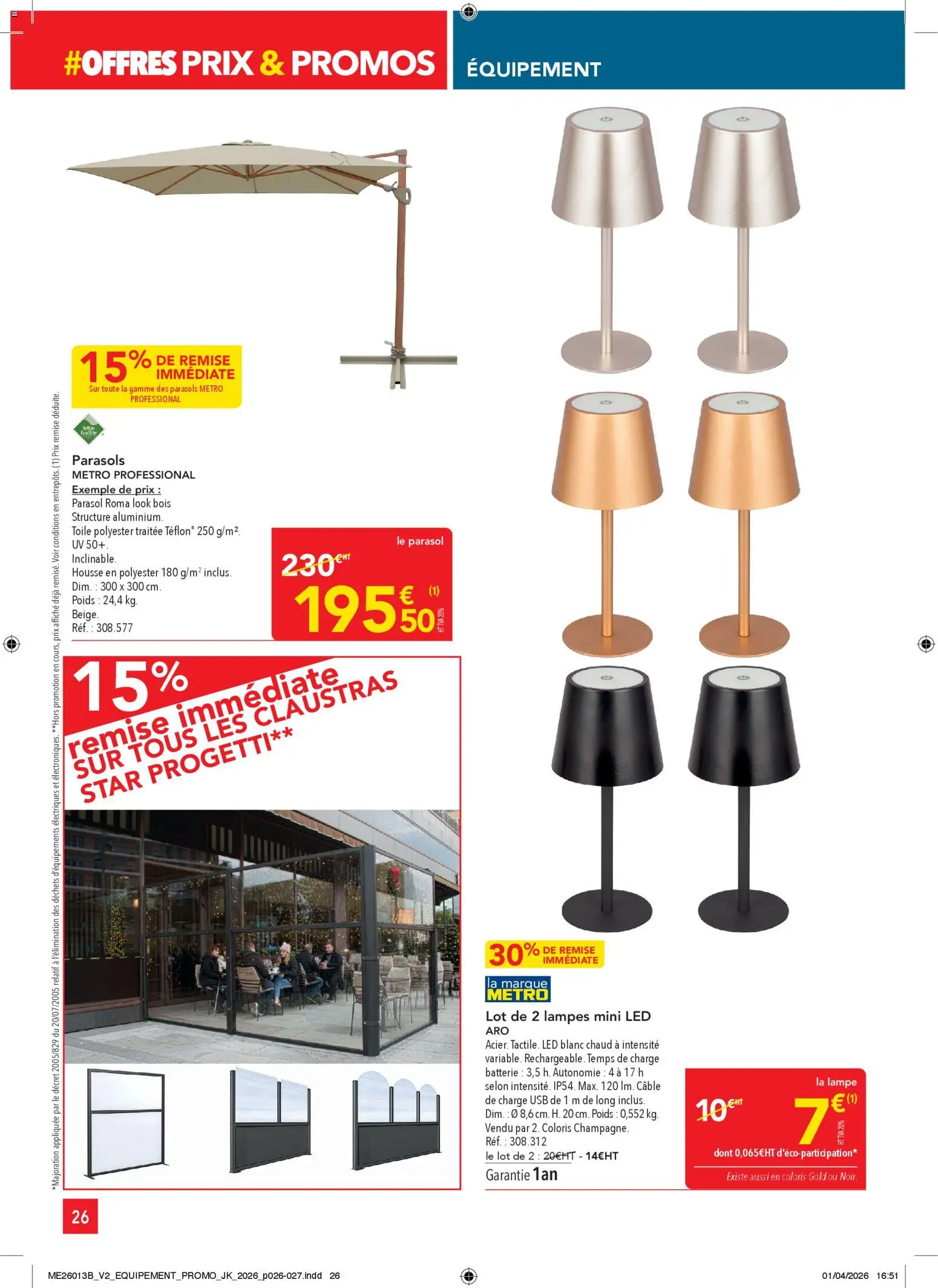 {H1} | Page: 26 | Produits: USB, Parasol inclinable, Batterie, Lampe