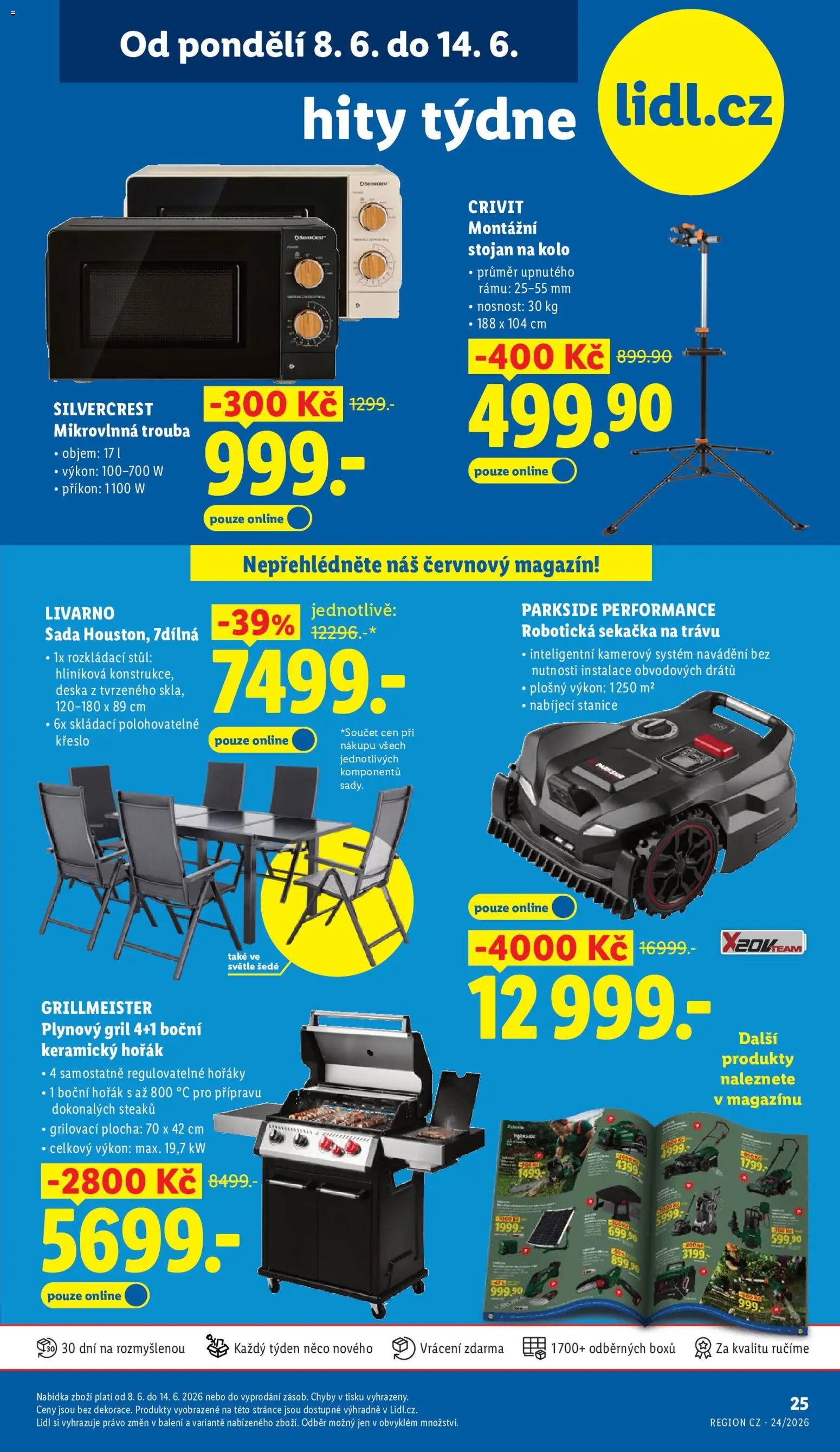Lidl leták - Hity týdne od 08.06.2026 | Strana: 1 | Produkty: Kolo, Gril, Křeslo, Stojan na kolo