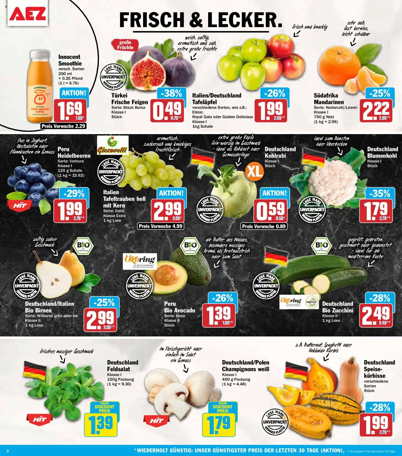 AEZ Prospekt – gültig ab 21.09.2026 | Seite: 2 | Produkte: Spaghetti, Mandarinen, Pfannkuchen, Heidelbeeren