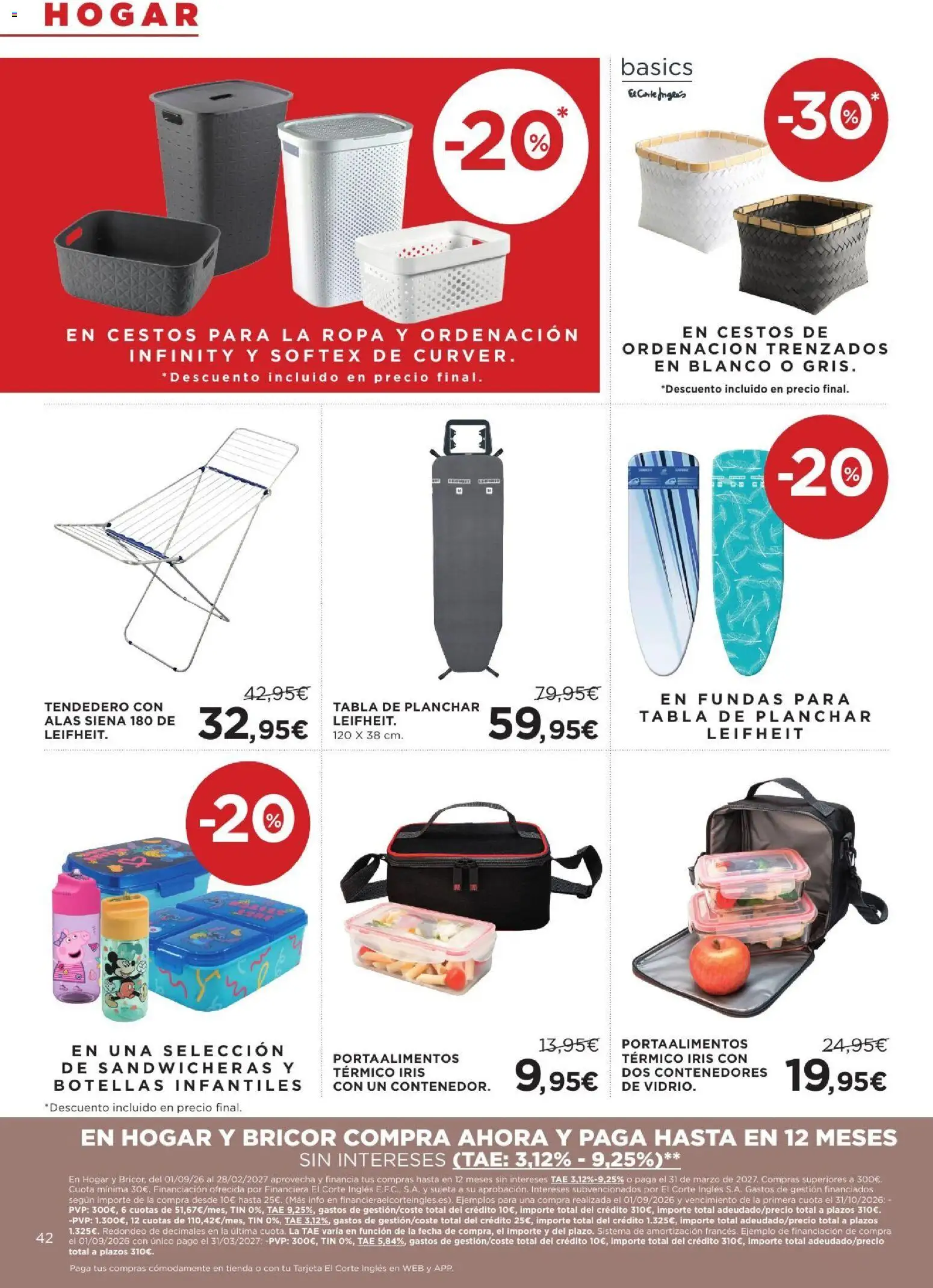 Hipercor catálogo │ válido desde el 10/09/2026 | Página: 42 | Productos: Ropa, Tendedero, Tabla de planchar