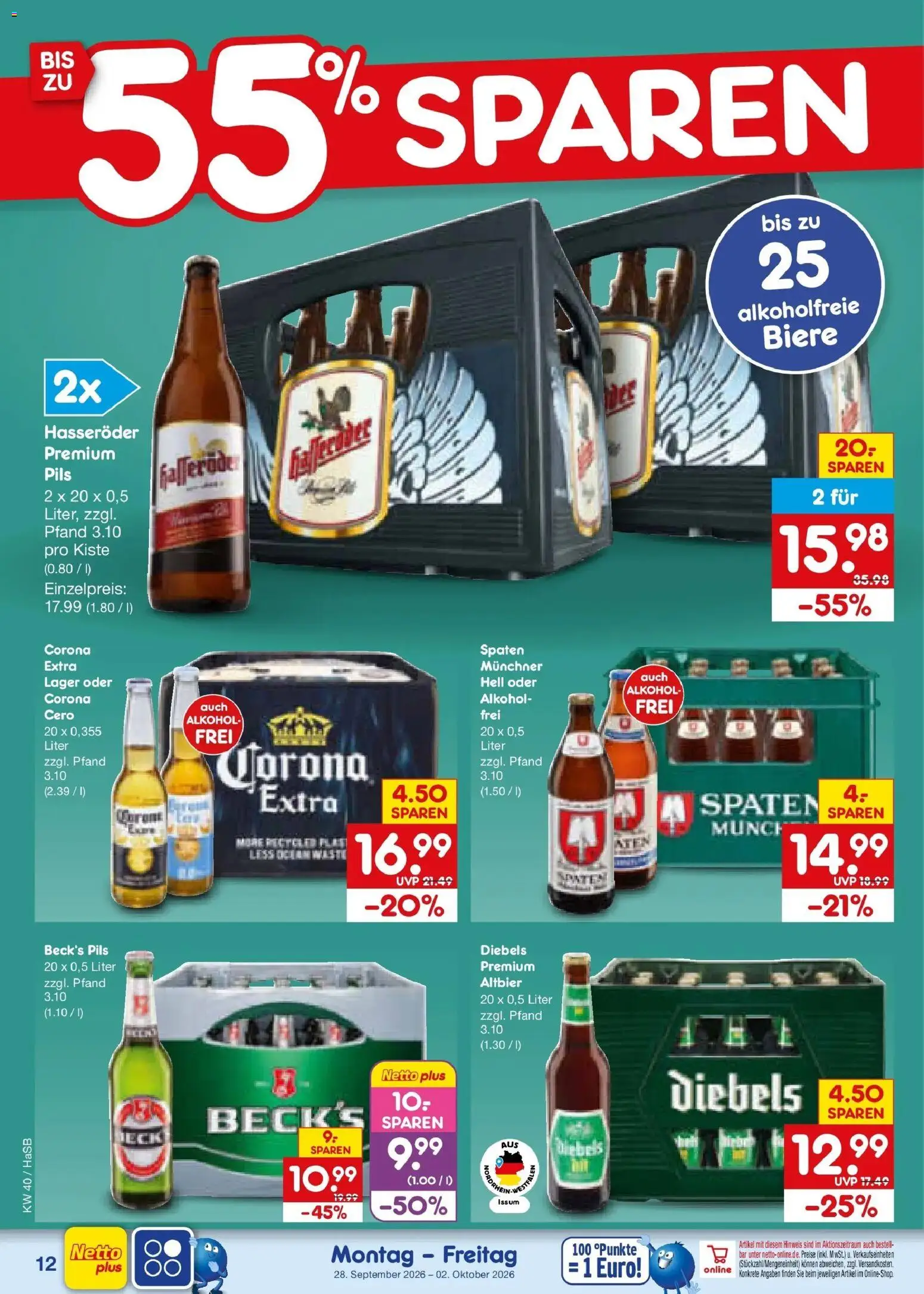 Netto Marken-Discount Prospekt Unna – gültig ab 28.09.2026 | Seite: 18 | Produkte: Pils, Alkohol, Diebels, Hasseröder