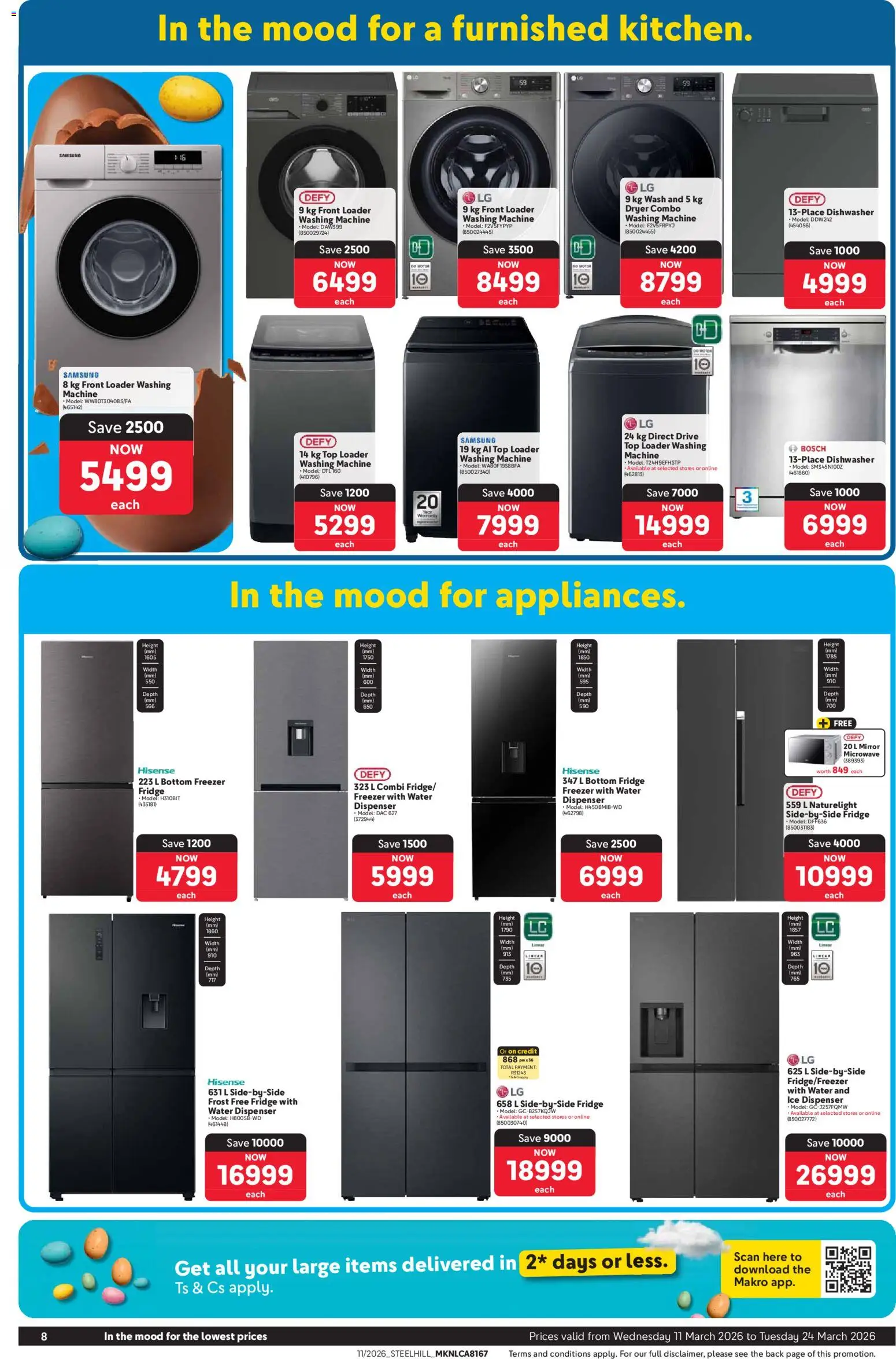 New Makro catalogue – valid from 11.03.2026 | Page: 8 | Products: Dryer, Fridge, Microwave, Water