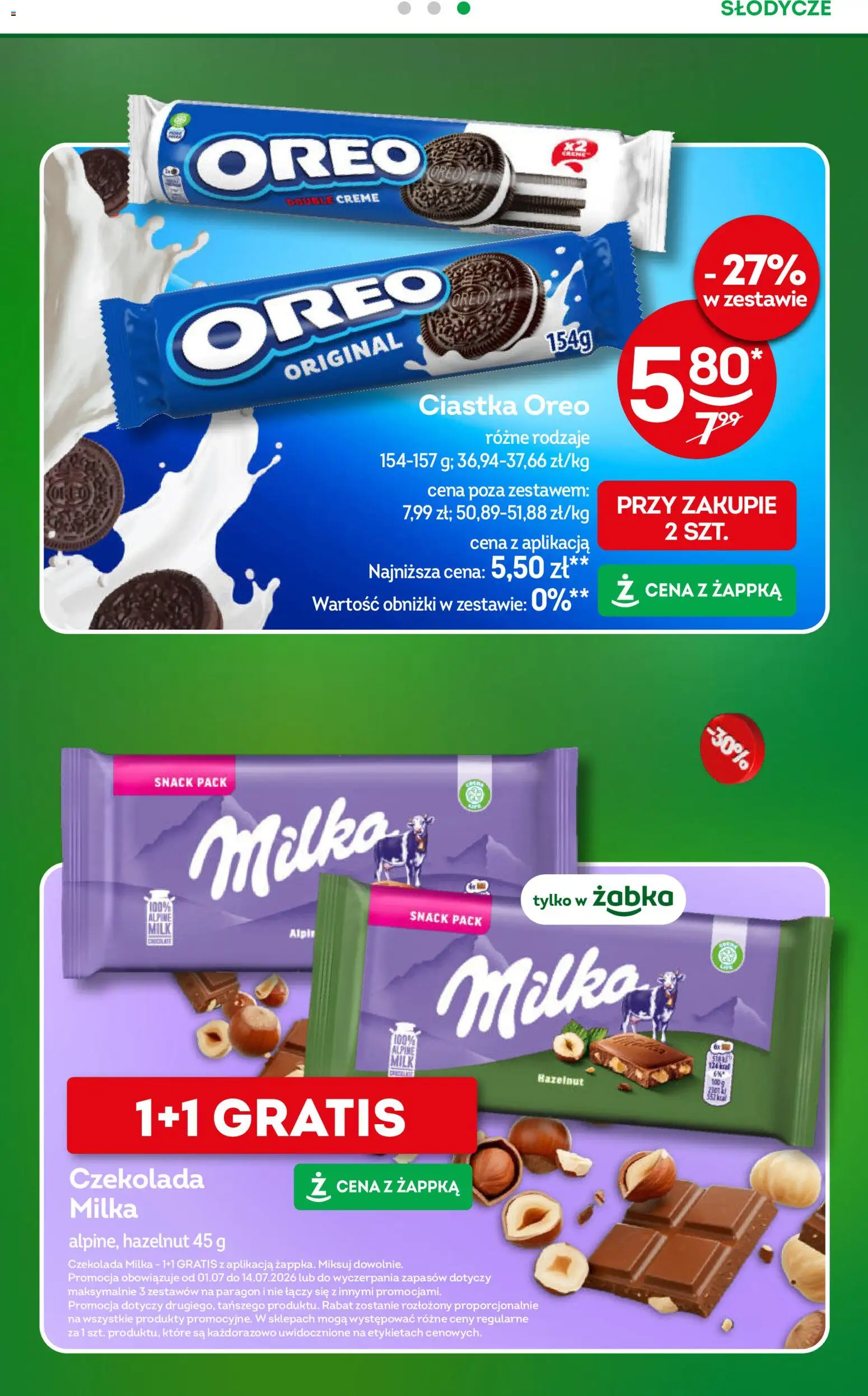 Żabka gazetka od 01.07.2026 | Strona: 31 | Produkty: Słodycze, Czekolada milka, Milka, Ciastka Oreo