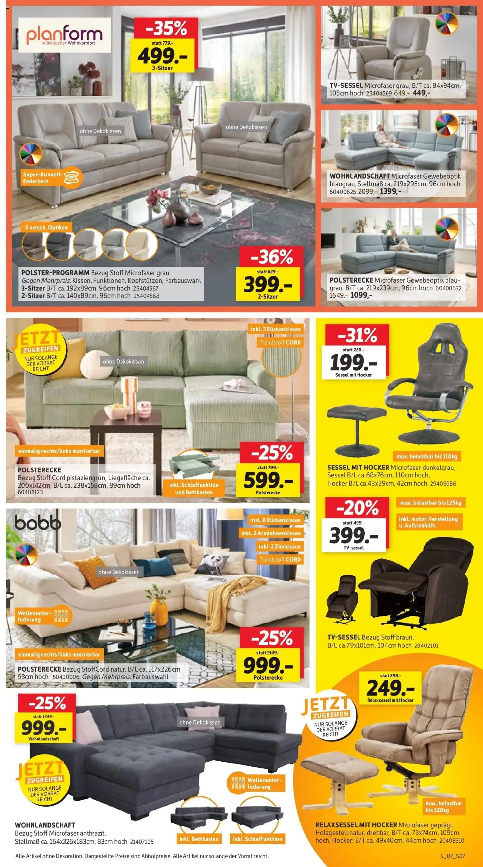 Sconto Prospekt Großpösna – gültig ab 07.05.2026 | Seite: 7 | Produkte: Wohnlandschaft, Hocker, Relaxsessel, Sessel