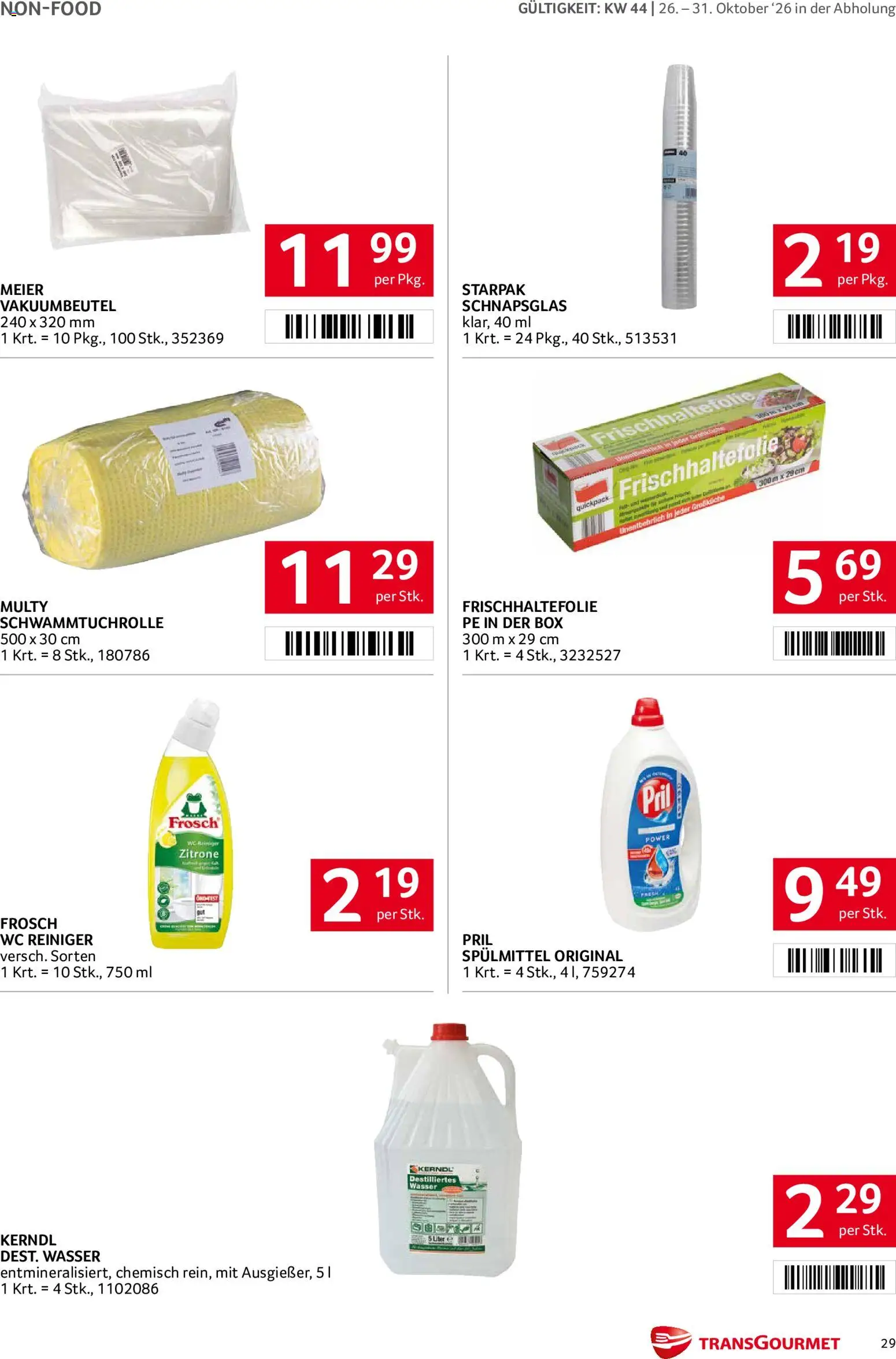 Transgourmet Abhol Aktion gültig ab 26.10.2026 | Seite: 29 | Produkte: Wasser, Zitrone, Box