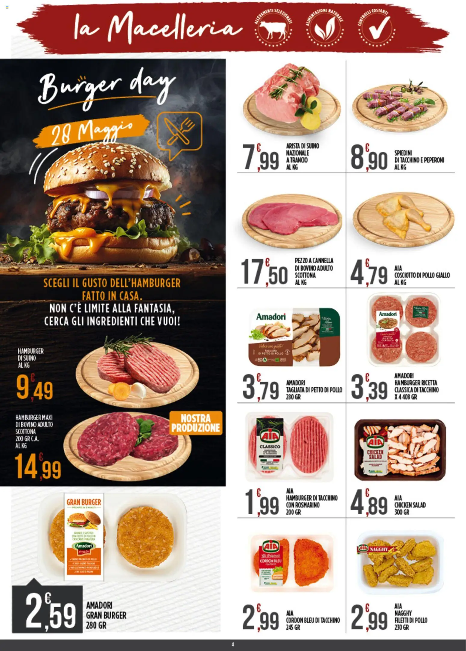 Volantino Euroesse del 18.05.2026 | Pagina: 4 | Prodotti: Petto di Pollo, Rosmarino, Peperoni, Hamburger