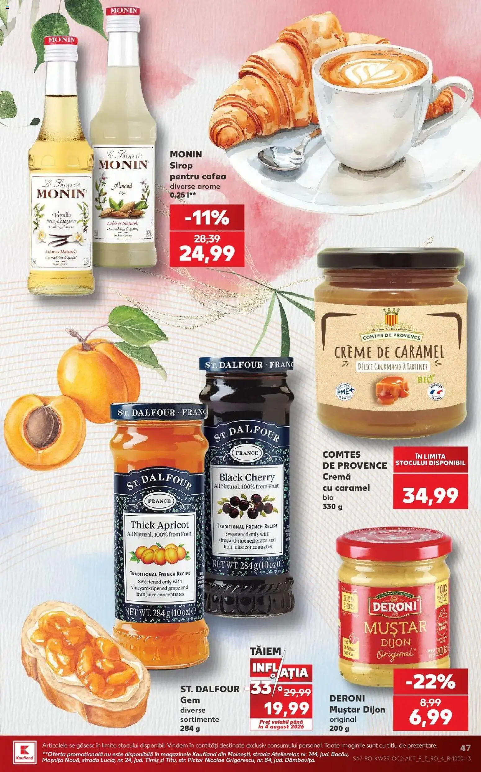 Noul catalog Kaufland – valabil de la 15.07.2026 | Pagină: 47 | Produse: Monin, Cafea, Muștar, Sirop