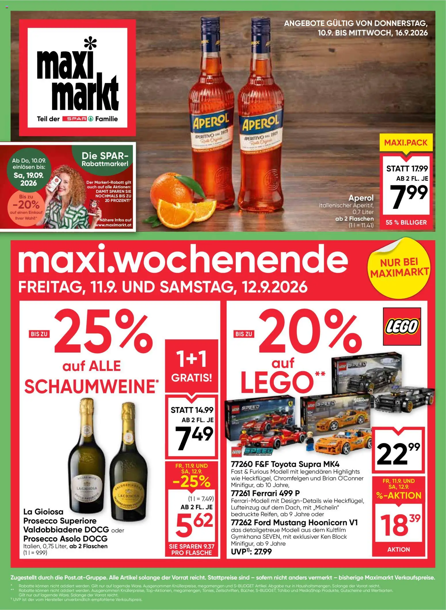 Maximarkt Flugblatt gültig ab 10.09.2026 | Seite: 1 | Produkte: Aperol, Prosecco