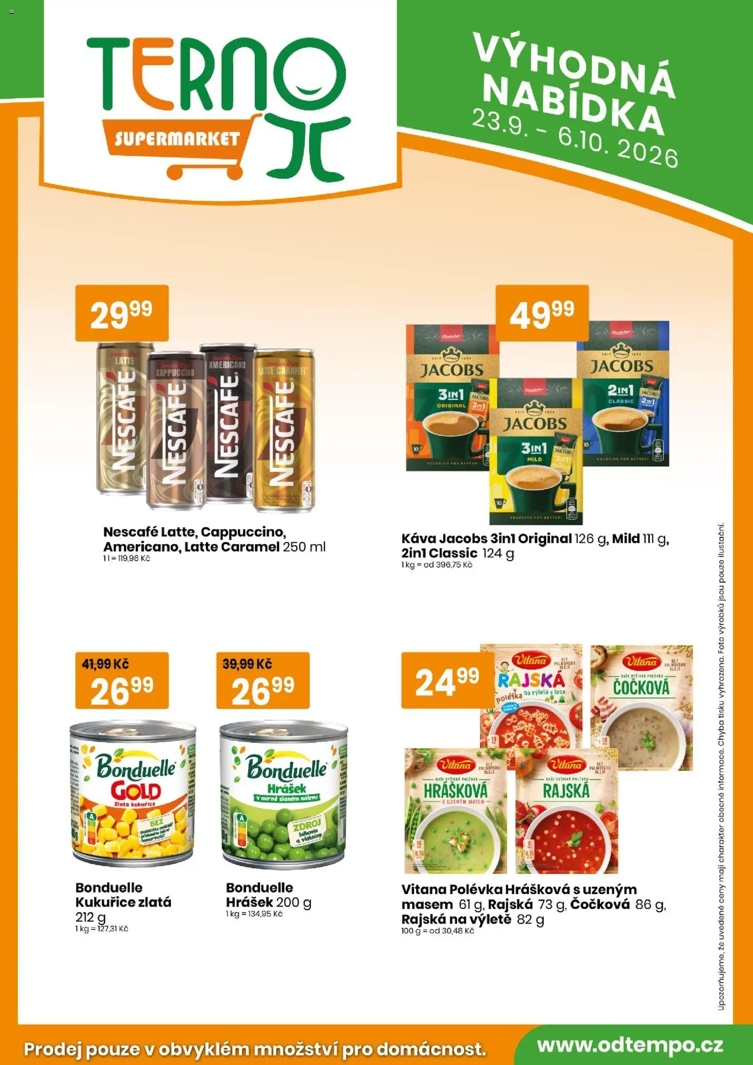 Tempo leták od 23.09.2026 | Strana: 14 | Produkty: Kukuřice, Jacobs, Nescafé, Cappuccino