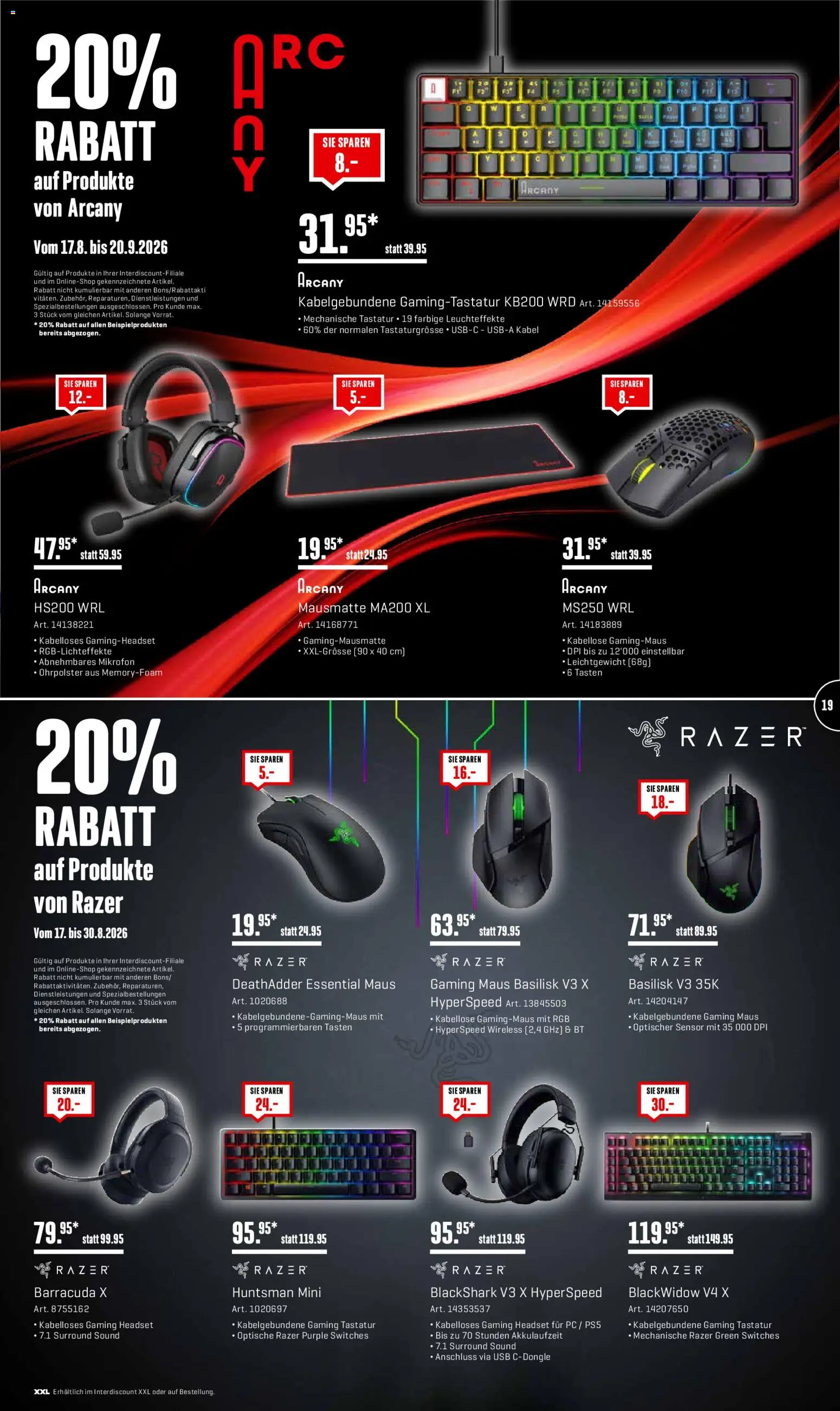 Interdiscount aktionen – gültig ab 17.08.2026 | Seite: 19 | Produkte: Headset, Pc, Tastatur, Mikrofon