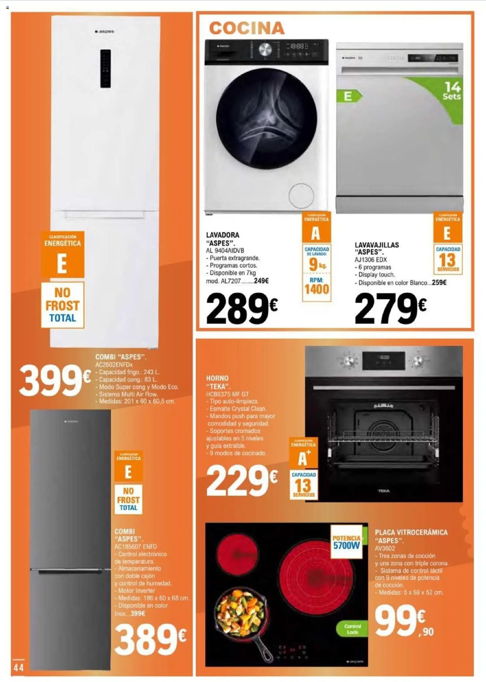 E.Leclerc folleto Salamanca │ válido desde el 17.06.2026 | Página: 44 | Productos: Lavadora, Cocina, Lavavajillas, Combi
