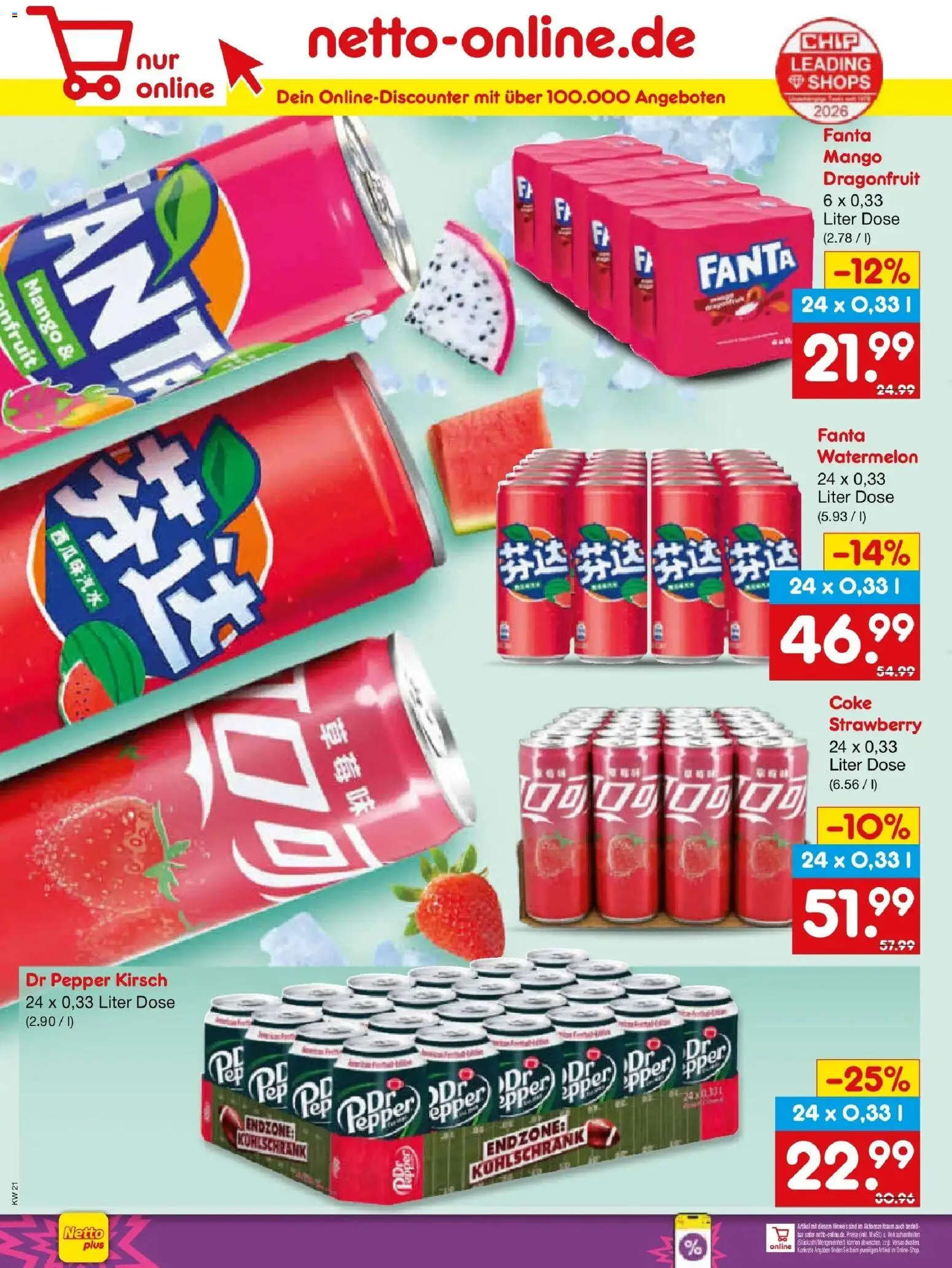 Netto Marken-Discount Prospekt Bonn	 – gültig ab 17.05.2026 | Seite: 44 | Produkte: Fanta, Kühlschrank, Mango