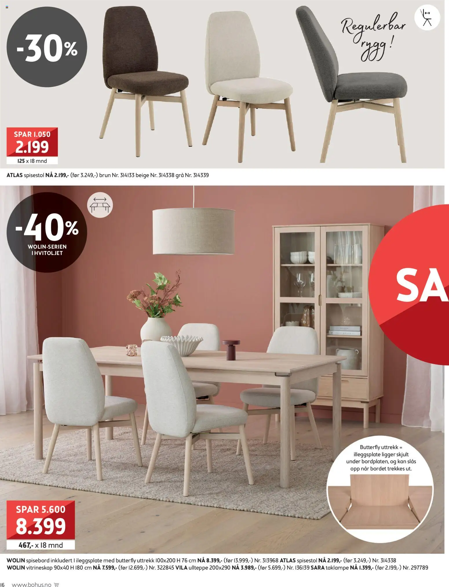 {H1} | Side: 16 | Produkter: Taklampe, Spisebord, Spisestol, Vitrineskap