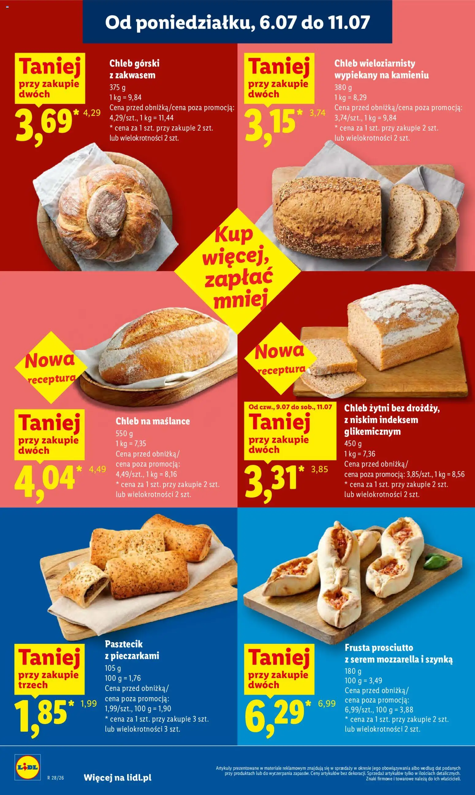 Lidl gazetka od 09.07.2026 | Strona: 54 | Produkty: Chleb żytni, Prosciutto, Chleb, Chleb wieloziarnisty