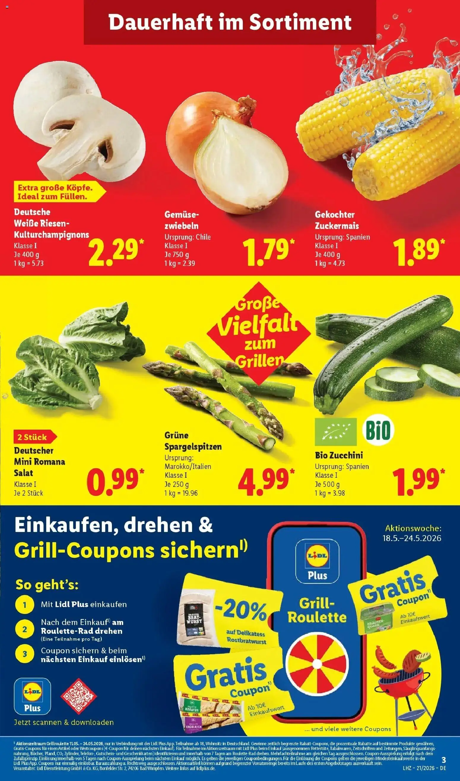 Lidl Prospekt Weikersheim – gültig ab 17.05.2026 | Seite: 7 | Produkte: Bad, Gemüse, Knoblauch, Zucchini