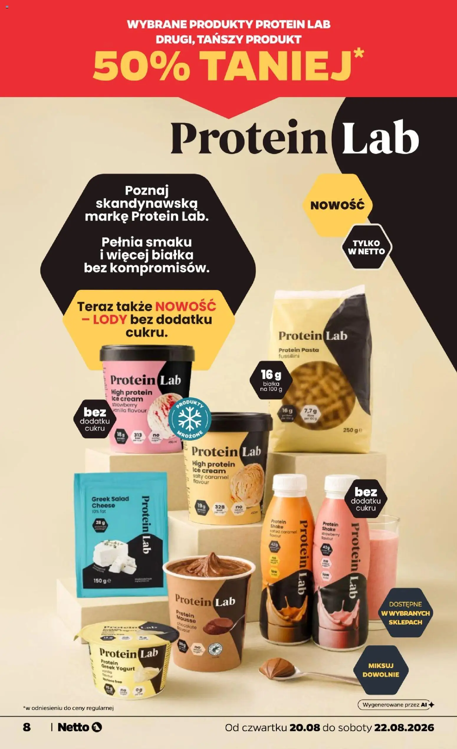 Netto gazetka od czwartku od 20.08.2026 | Strona: 8 | Produkty: High Protein, Pasta, Lody