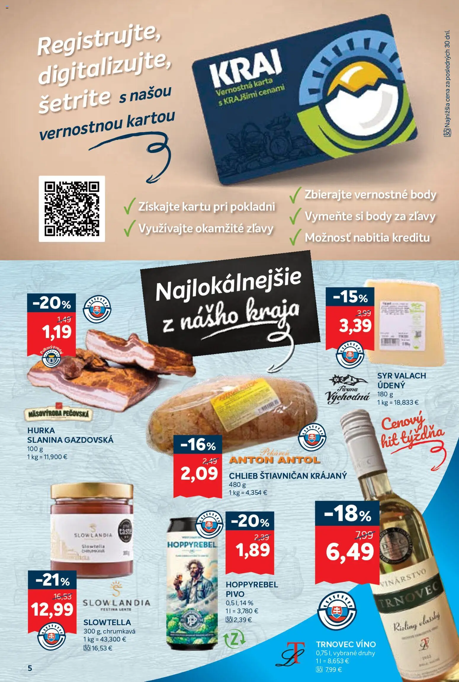 Nové Kraj akcie – leták je platný od 06.08.2026 | Strana: 5 | Produkty: Pivo, Syr, Chlieb, Víno
