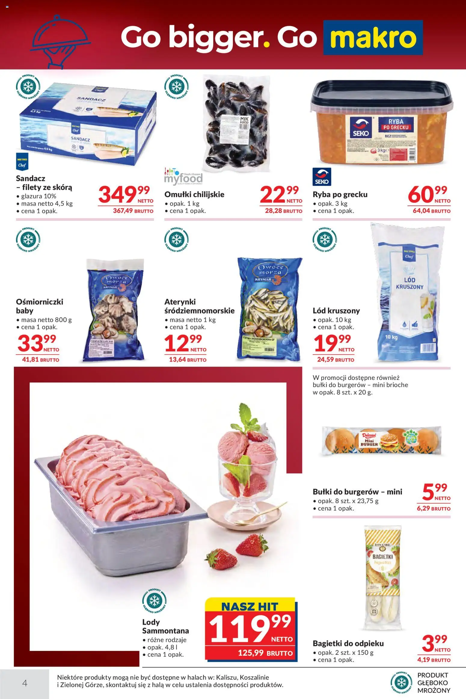 Makro gazetka - Oferta dla gastronomii od 09.06.2026 | Strona: 4 | Produkty: Ryba po grecku, Ryba, Lody, Owoce morza