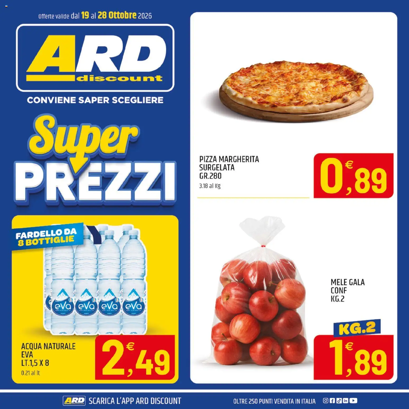 Volantino ARD Discount del 19/10/2026 | Pagina: 9 | Prodotti: Pizza, Mele, Acqua, Acqua naturale