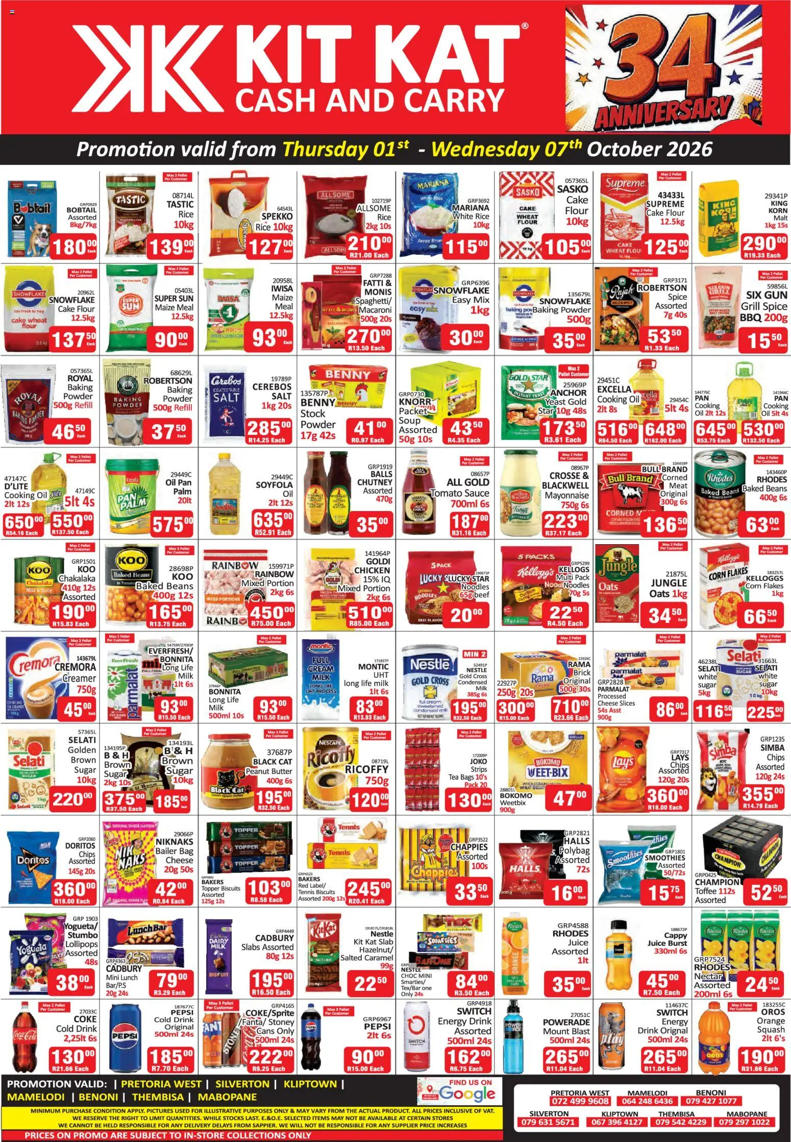 New KIT KAT Cash & Carry catalogue – valid from 01/10/2026 | Page: 1 | Products: Maize meal, Creamer, Biscuits, Chicken