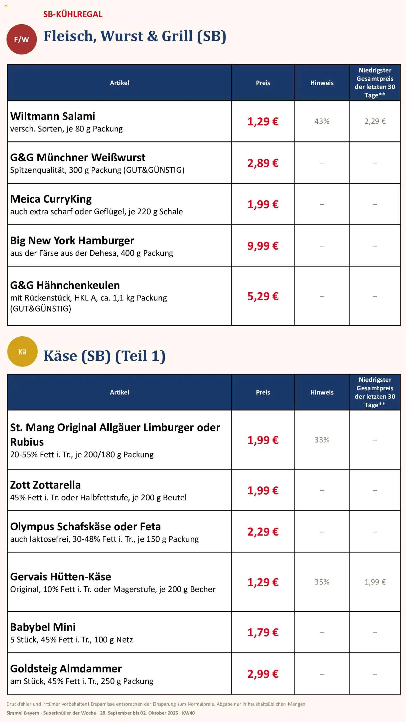 Simmel Bayern – gültig ab 28.09.2026 | Seite: 5 | Produkte: Feta, Meica, Wurst, Hüttenkäse