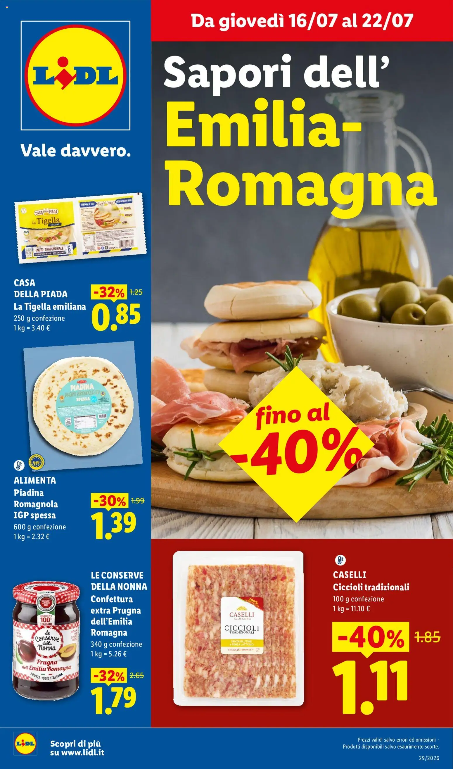 Volantino Lidl del 16/07/2026 | Pagina: 1 | Prodotti: Frutta, Piadina