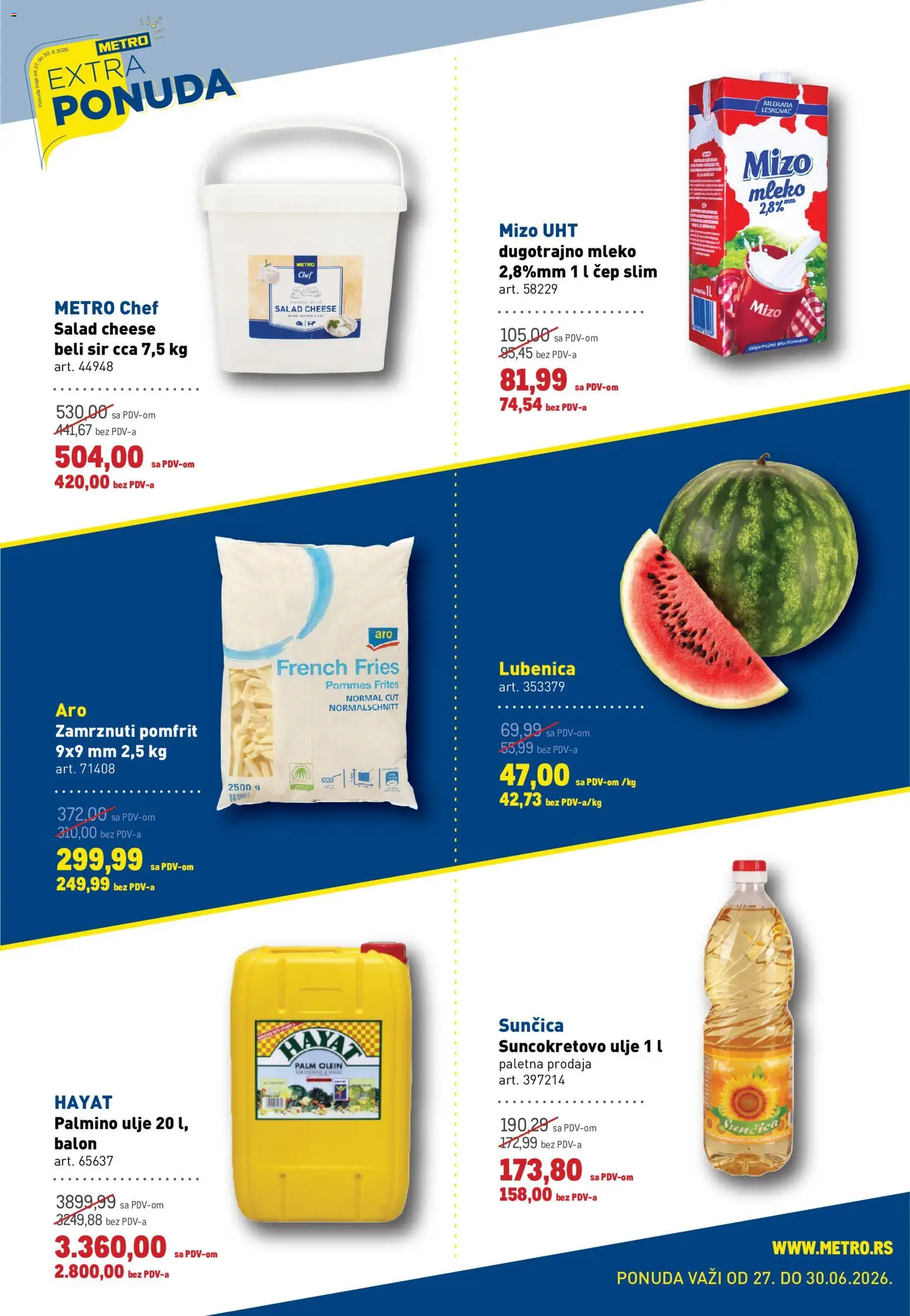 Metro katalog - važi od 27.06.2026 | Strana: 2 | Proizvode: Dugotrajno mleko, Palmino ulje, Sir, Ulje