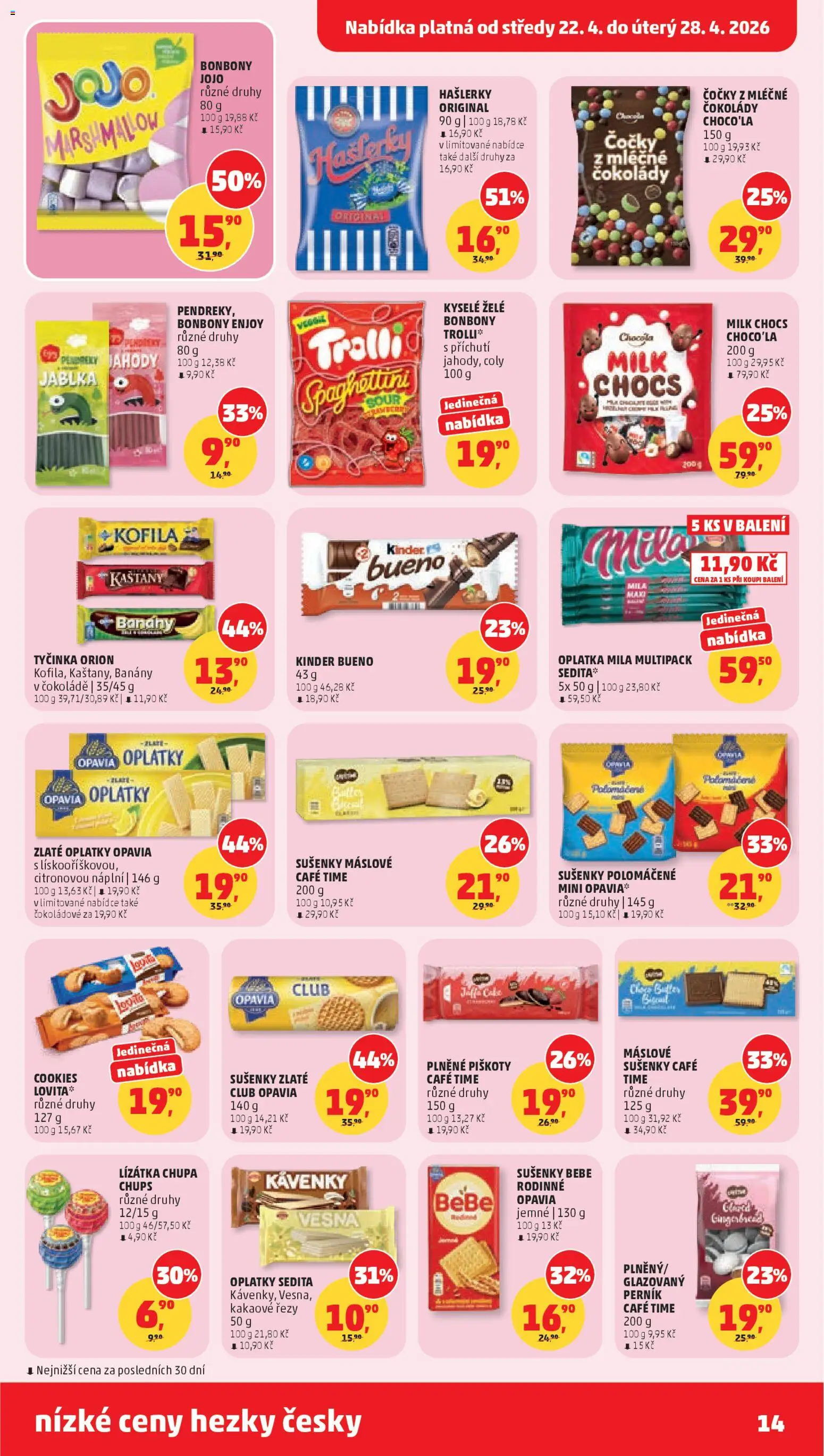 Penny Market leták od 22.04.2026 | Strana: 14 | Produkty: Jahody, Želé bonbóny, Kinder Bueno, Sušenky