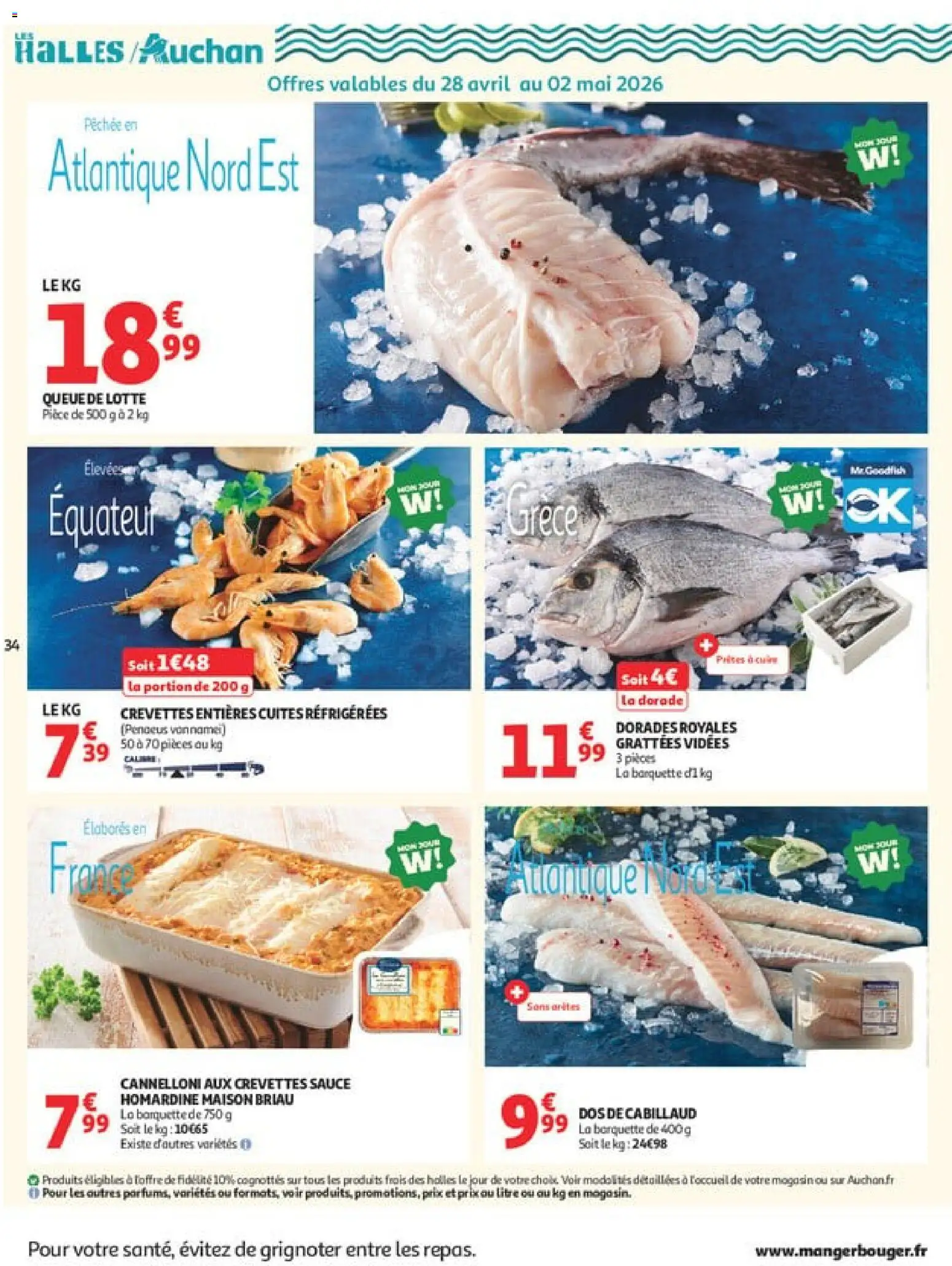 {H1} | Page: 34 | Produits: Queue de lotte, Crevettes, Dos de cabillaud