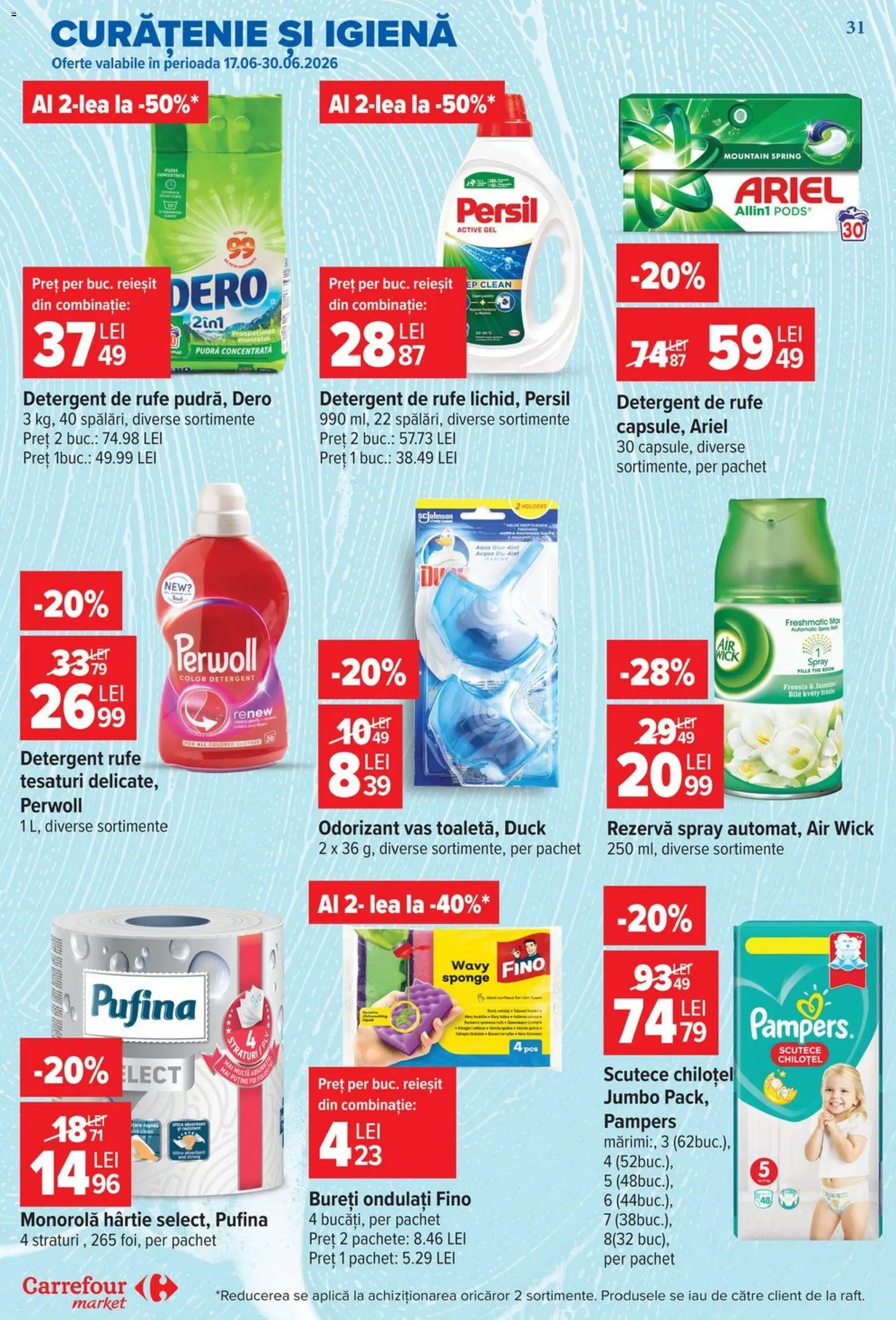 Noul catalog Carrefour – valabil de la 24.06.2026 | Pagină: 31 | Produse: Pomelo, Pudră, Detergent, Scutece
